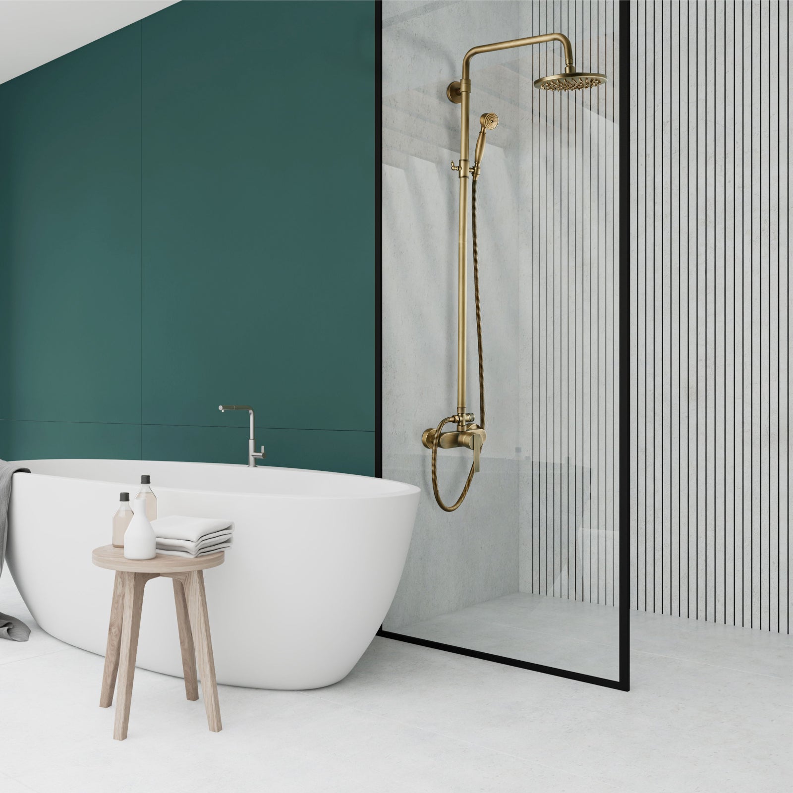 Exposed Pipe Shower System 8 Inch Rainfall Shower Head Brass Fixture Combo Set Single Handle with Handheld Sprayer Bathroom Shower Faucet Adjustable Showerhead Bar Dual Functions