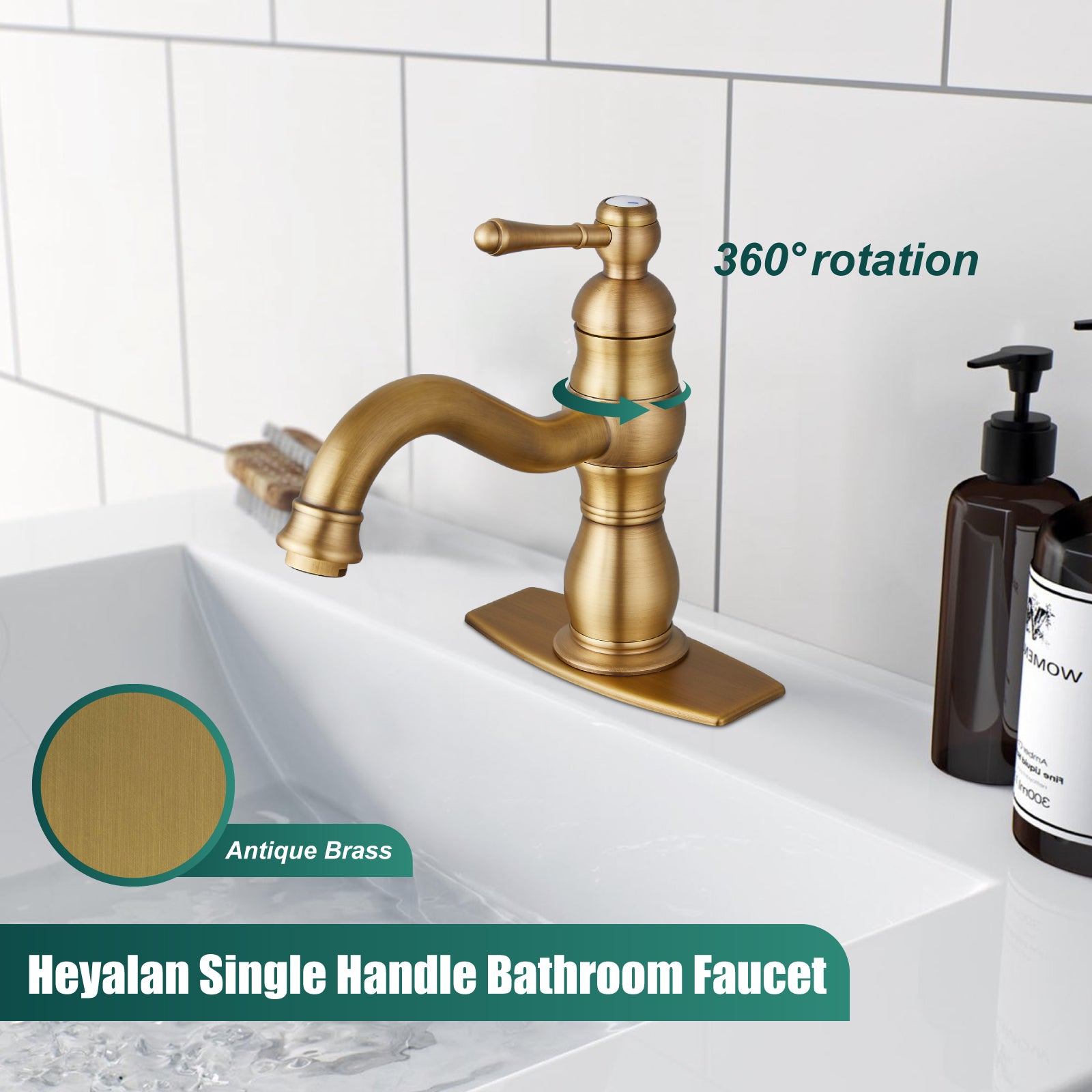 Bathroom Sink Faucet 1 Hole Single Handle Vanity Mixer Tap Deck Mount Lavatory Pop Up Drain with Overflow Included Commercial