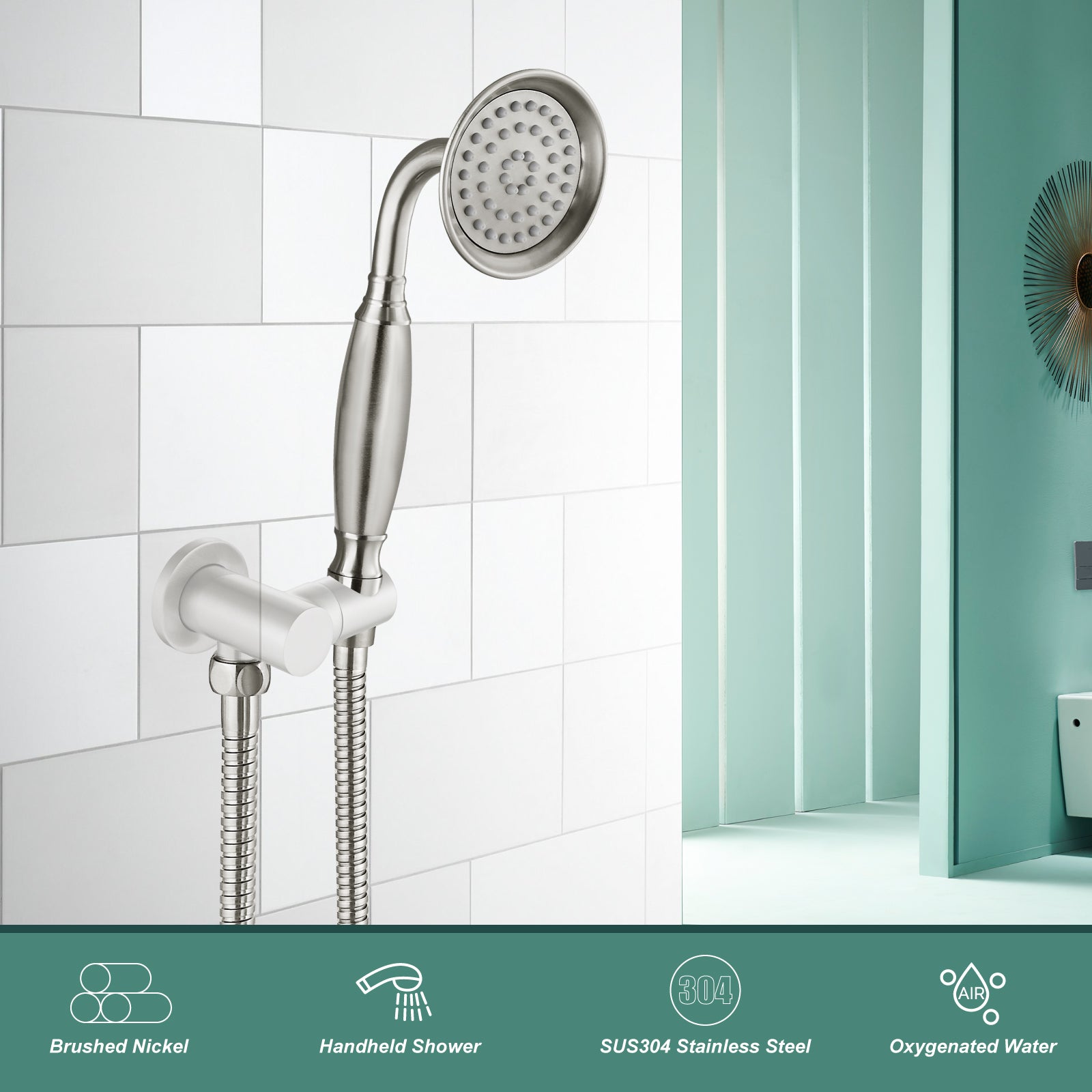Heyalan Handheld Shower Head Spray Wand Hand Held Telephone Shape Vintage Brass Shower Head Powerful Water Sprayer Bathroom High Flow Shower 1 Function with Water Hose