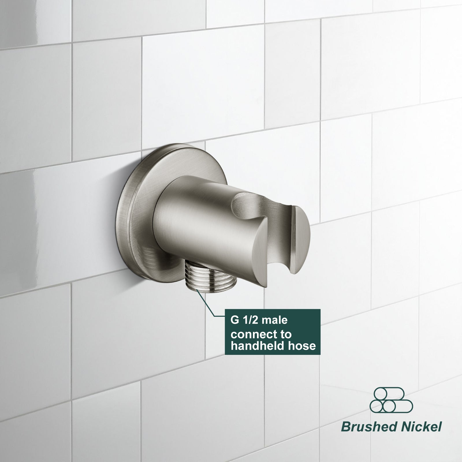 Shower Arm Bracket Handheld Shower Wand Holder Connecting Shower Hose and Water Pipe Brass Heyalan Shower Hand Holder Wall Mount Smooth Line Bracket with a Round Cover