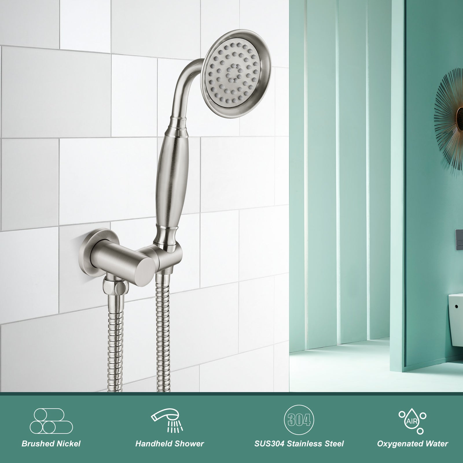 Heyalan Handheld Shower Head Spray with Bracket Wand Hand Held Telephone Shape Vintage Brass Shower Head Water Sprayer with Holder Bathroom Shower Single Setting Shower Hose Include