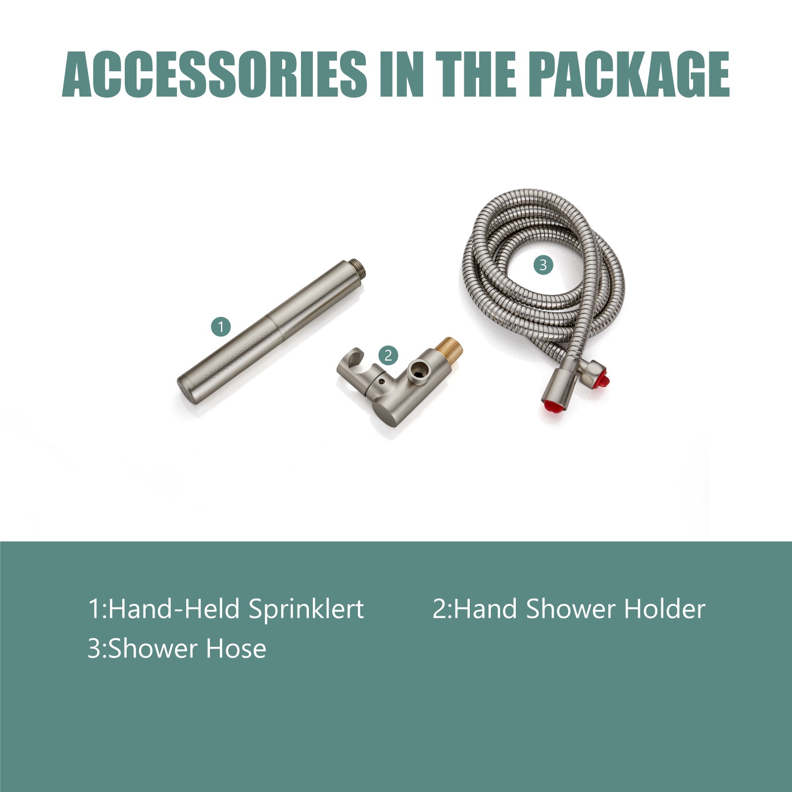 Heyalan Brass 2 in1 Function Handheld Spray Hand Shower High Pressure 7.9 Inch Shower Head High Flow Handheld Sprinklert Shower Wand with Shower Hose and Hand Shower Holder