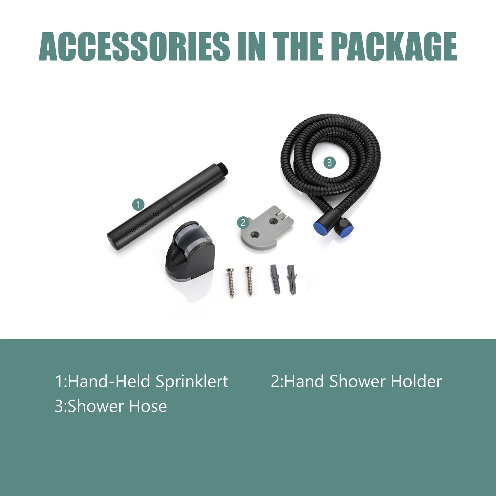 Heyalan Brass 2 in1 Function Handheld Spray Hand Shower High Pressure 7.9 Inch Shower Head High Flow Handheld Sprinklert Shower Wand with Shower Hose and ABS Hand Shower Holder