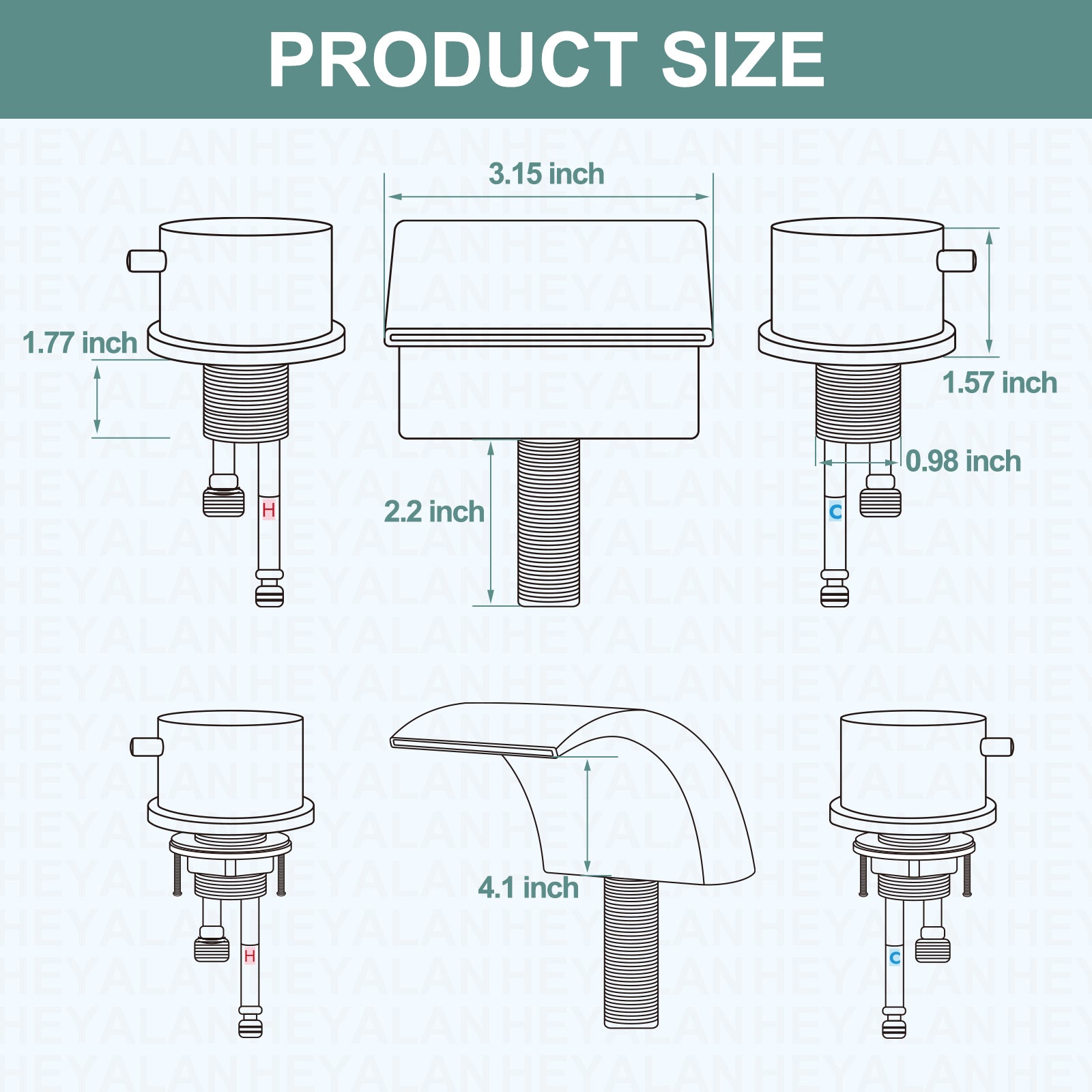 Heyalan Bathroom Widespread Sink Faucet Waterfall Spout 8 16 Inch Dual Handles Three Holes Deck Mount Pop Up Drain with Overflow Bathtub Basin Mixer Tap Commercial