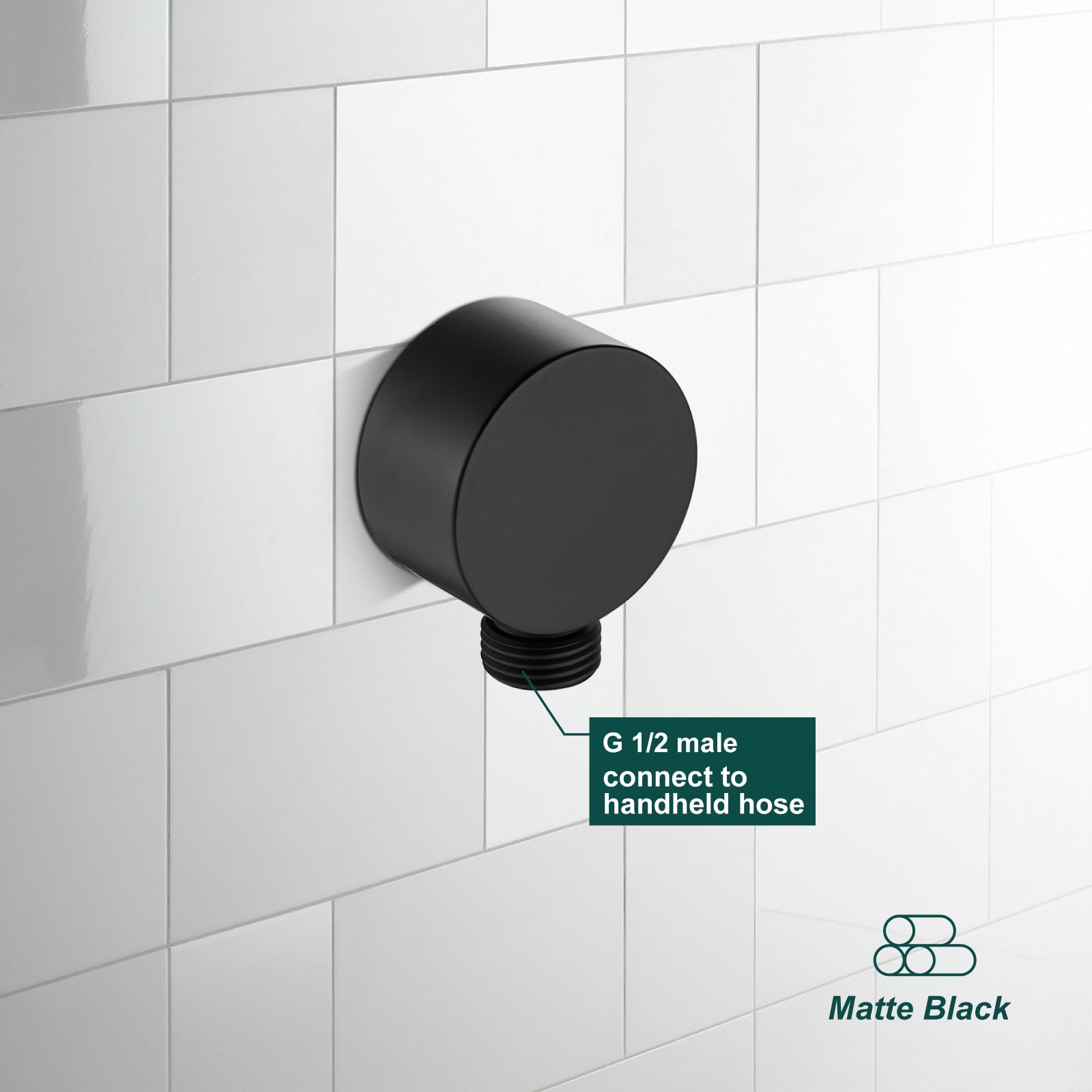 Wall Mount Shower Hose Connector for Shower Handheld Brass Round Handheld Wall Supply Shower Elbow Without Shower Hand and Hose Heyalan