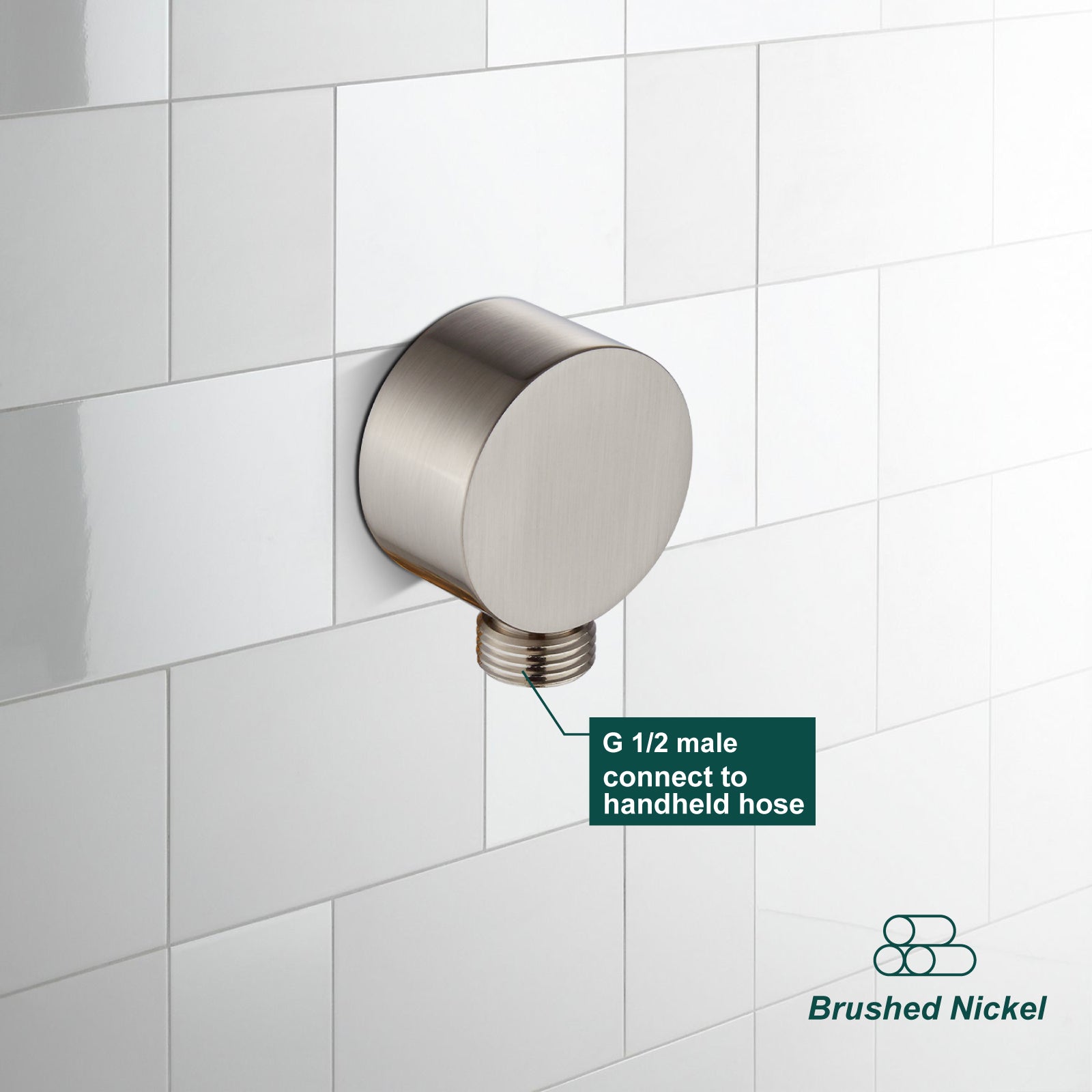 Wall Mount Shower Hose Connector for Shower Handheld Brass Round Handheld Wall Supply Shower Elbow Without Shower Hand and Hose Heyalan