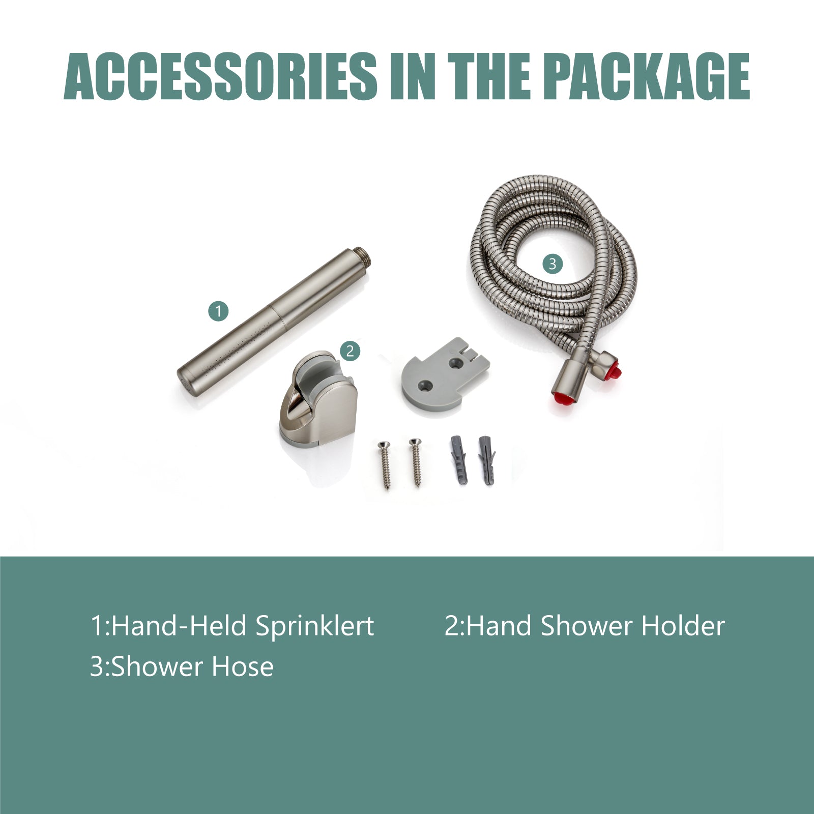 Heyalan Brass 2 in1 Function Handheld Spray Hand Shower High Pressure 7.9 Inch Shower Head High Flow Handheld Sprinklert Shower Wand with Shower Hose and ABS Hand Shower Holder