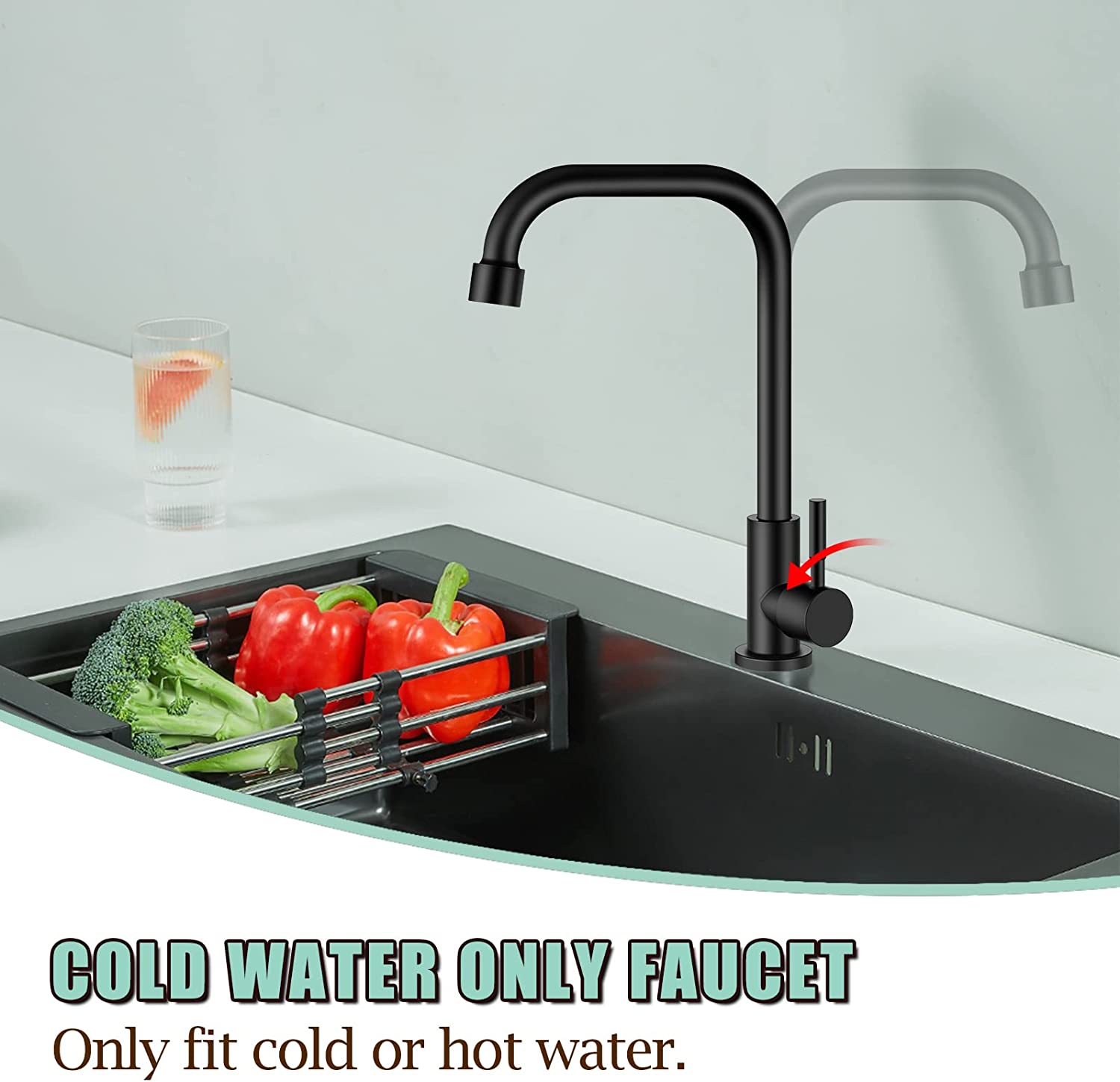 Cold Water OnlySingle Lever Handle SUS304 Sink Bar Tap 360 Degree Swivel Spout Decked Mounted Longer Thread Pipe