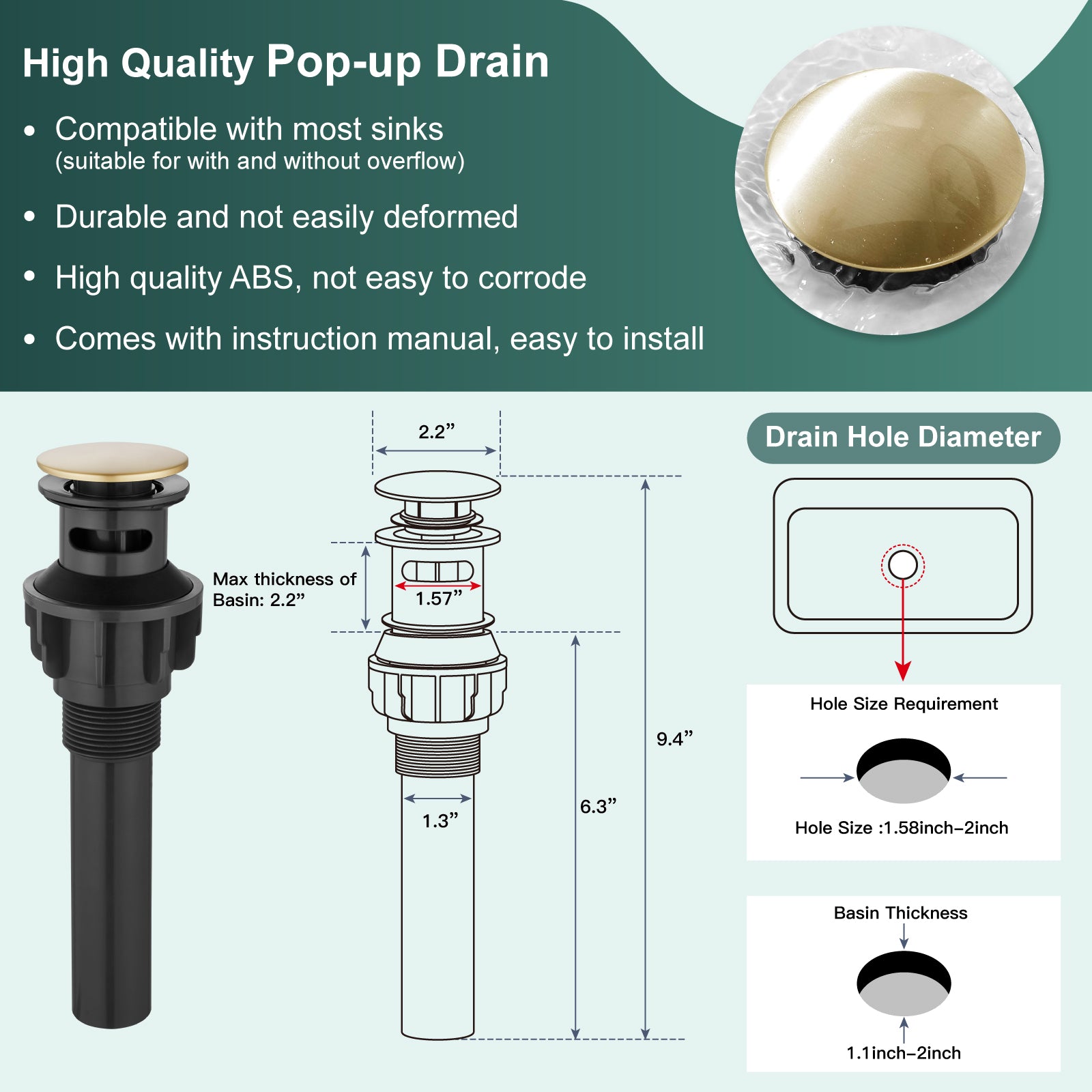 2 Handles SUS304 Stainless Steel 8-16 Inch Bathroom Basin Faucet with Pop Up Drain Deck Mount Divided Three Holes Toilet Sink Mixer Tap Simple Cabinet Grips Heyalan Mixer Faucet