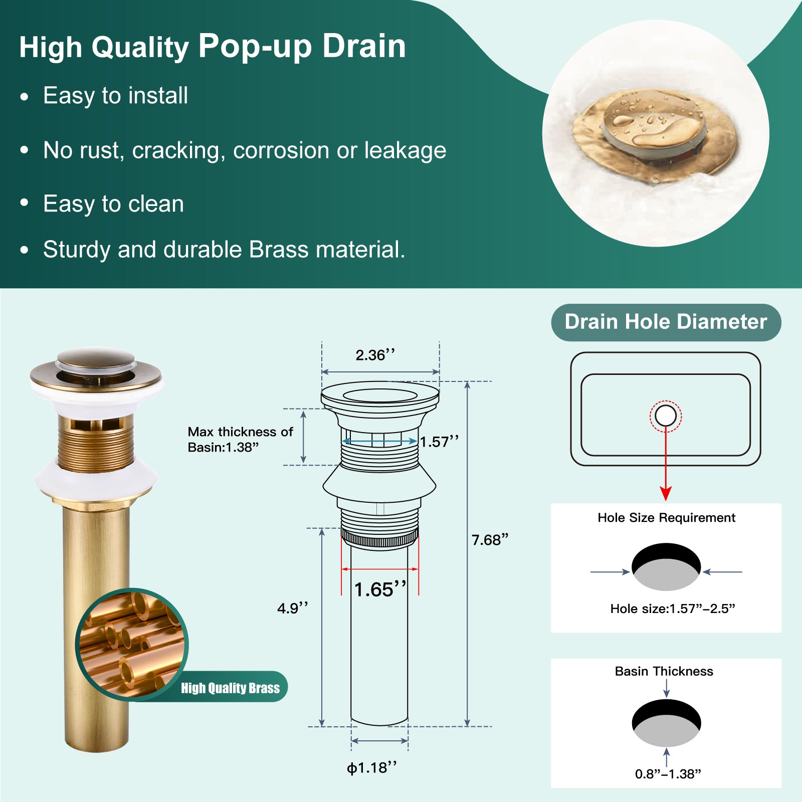 Bathroom Sink Faucet 1 Hole Single Handle Vanity Mixer Tap Deck Mount Lavatory Pop Up Drain with Overflow Included Commercial