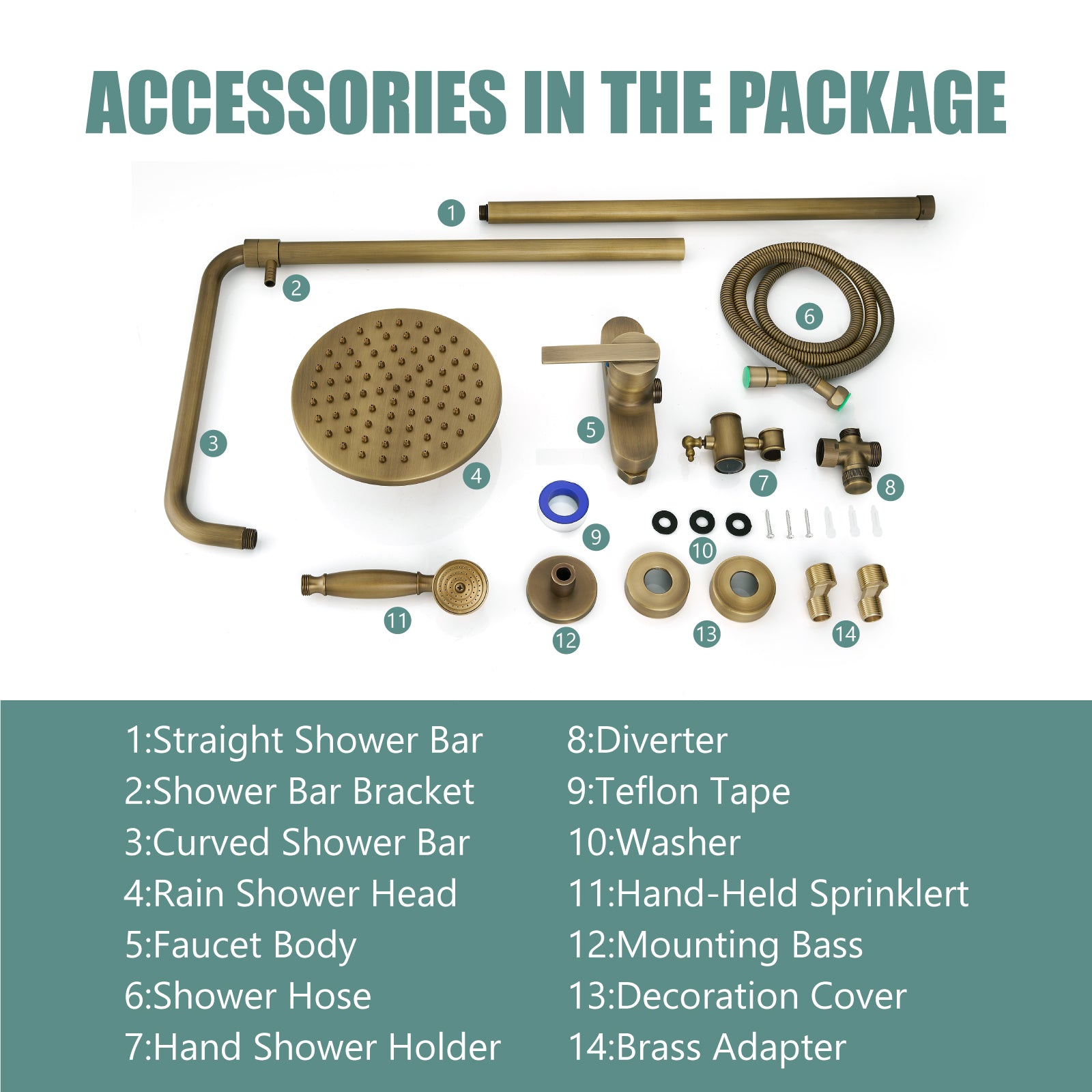 Exposed Pipe Shower System 8 Inch Rainfall Shower Head Brass Fixture Combo Set Single Handle with Handheld Sprayer Bathroom Shower Faucet Adjustable Showerhead Bar Dual Functions