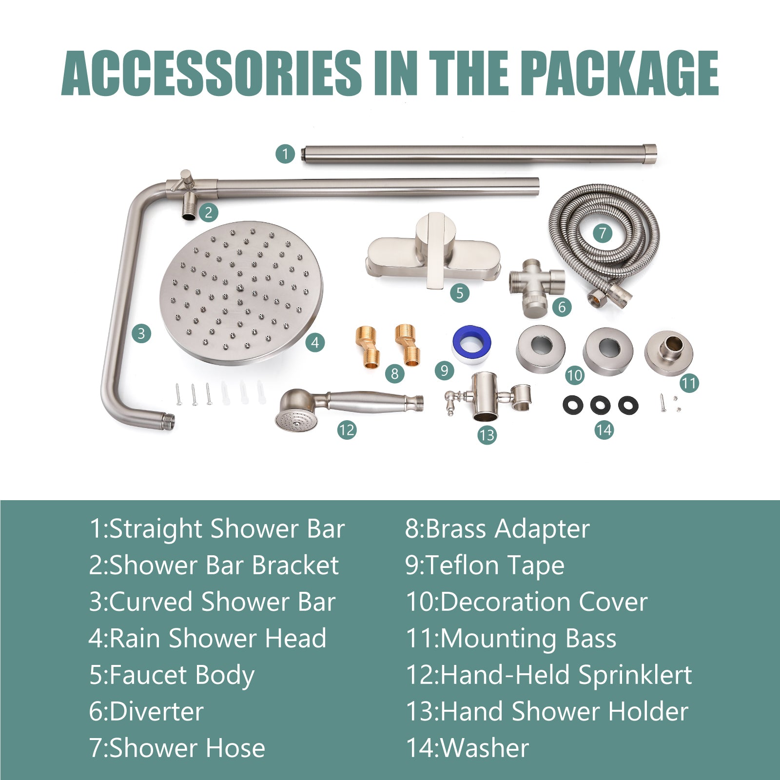 Exposed Pipe Shower System 8 Inch Rainfall Shower Head Brass Fixture Combo Set Single Handle with Handheld Sprayer Bathroom Shower Faucet Adjustable Showerhead Bar Dual Functions