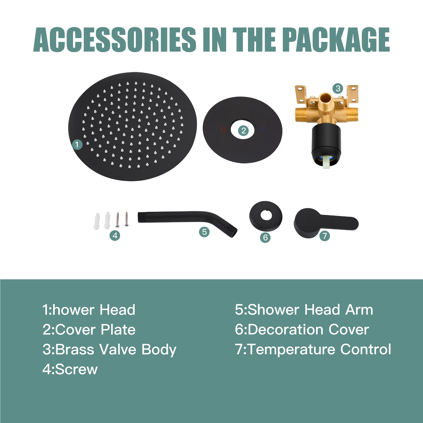 Shower Faucet Set 8 Inch Round Showerhead Bathroom Rainfall Shower System Wall Mount SUS304 Stainless Steel Single Function Shower Trim Kit 1 Handle Male Thread 1/2" NPT
