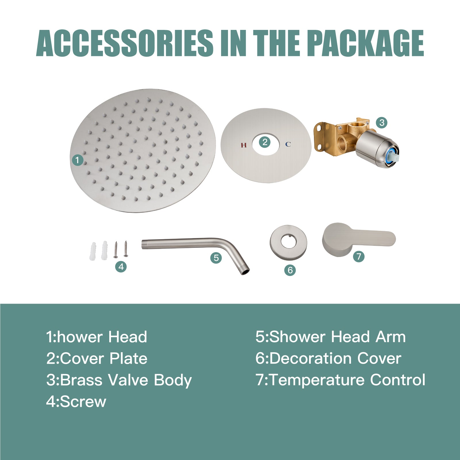 Shower Faucet Set 8 Inch Round Showerhead Bathroom Rainfall Shower System Wall Mount SUS304 Stainless Steel Single Function Shower Trim Kit with Rough-in Valve 1 Handle