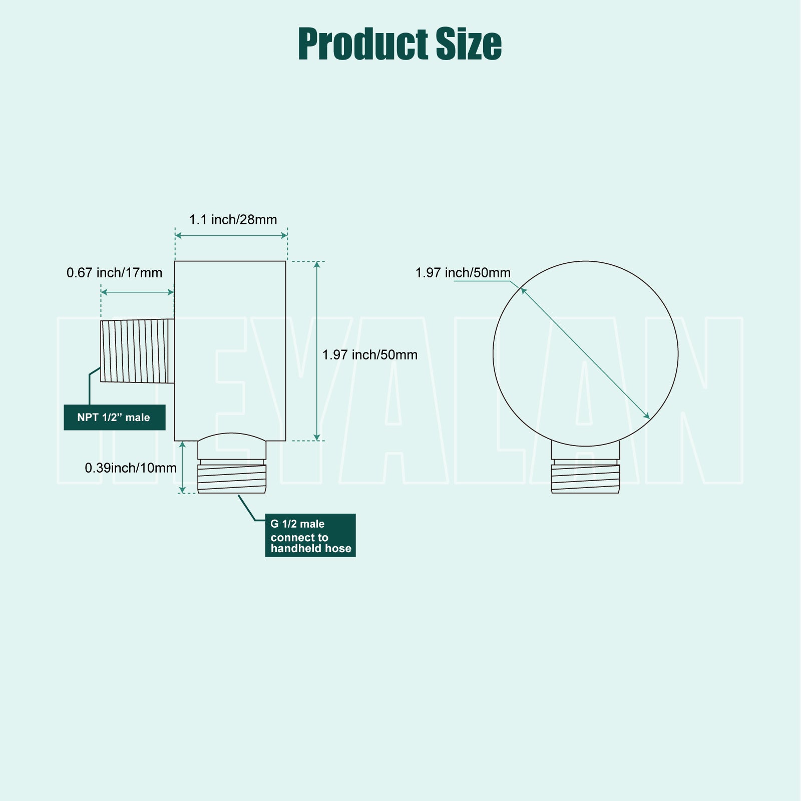 Wall Mount Shower Hose Connector for Shower Handheld Brass Round Handheld Wall Supply Shower Elbow Without Shower Hand and Hose Heyalan