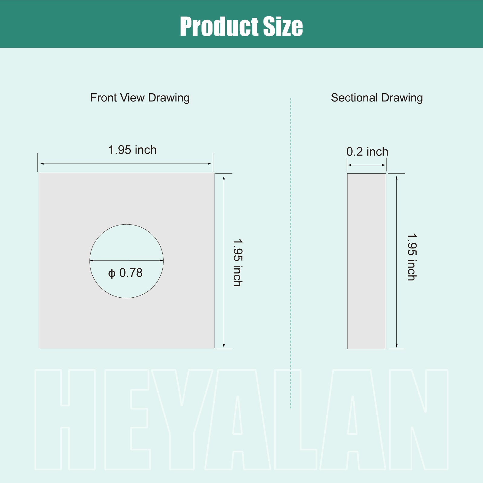 Heyalan Shower Arm Flange Plate, 1pc Modern Shower Escutcheon Cover Plate 2.5'', Universal Shower Head Arm Replacement Cover Plate, Square Escutcheon Wall Cover