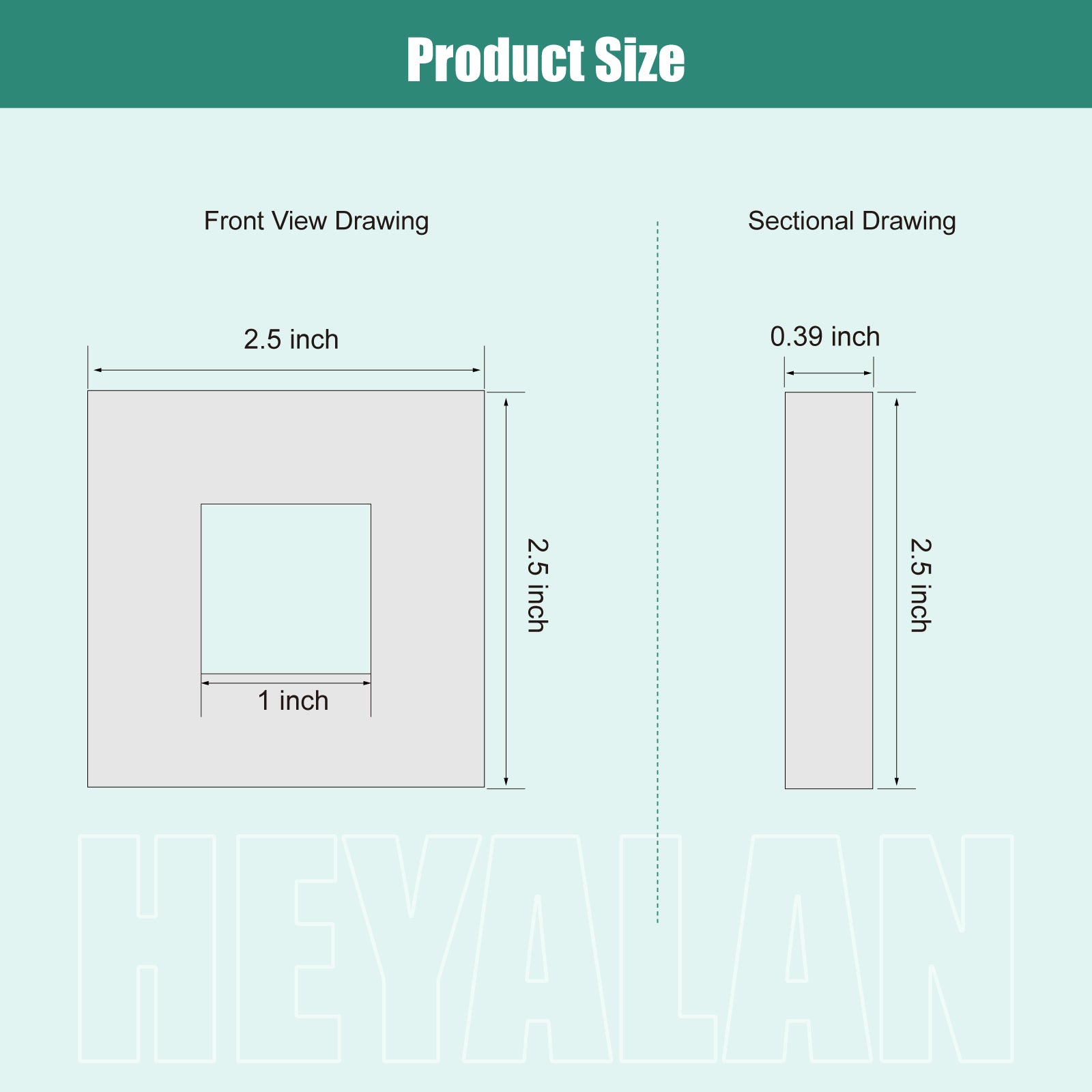 Heyalan Shower Arm Flange Plate, 1pc Modern Shower Escutcheon Cover Plate 2.5'', Universal Shower Head Arm Replacement Cover Plate, Square Escutcheon Wall Cover