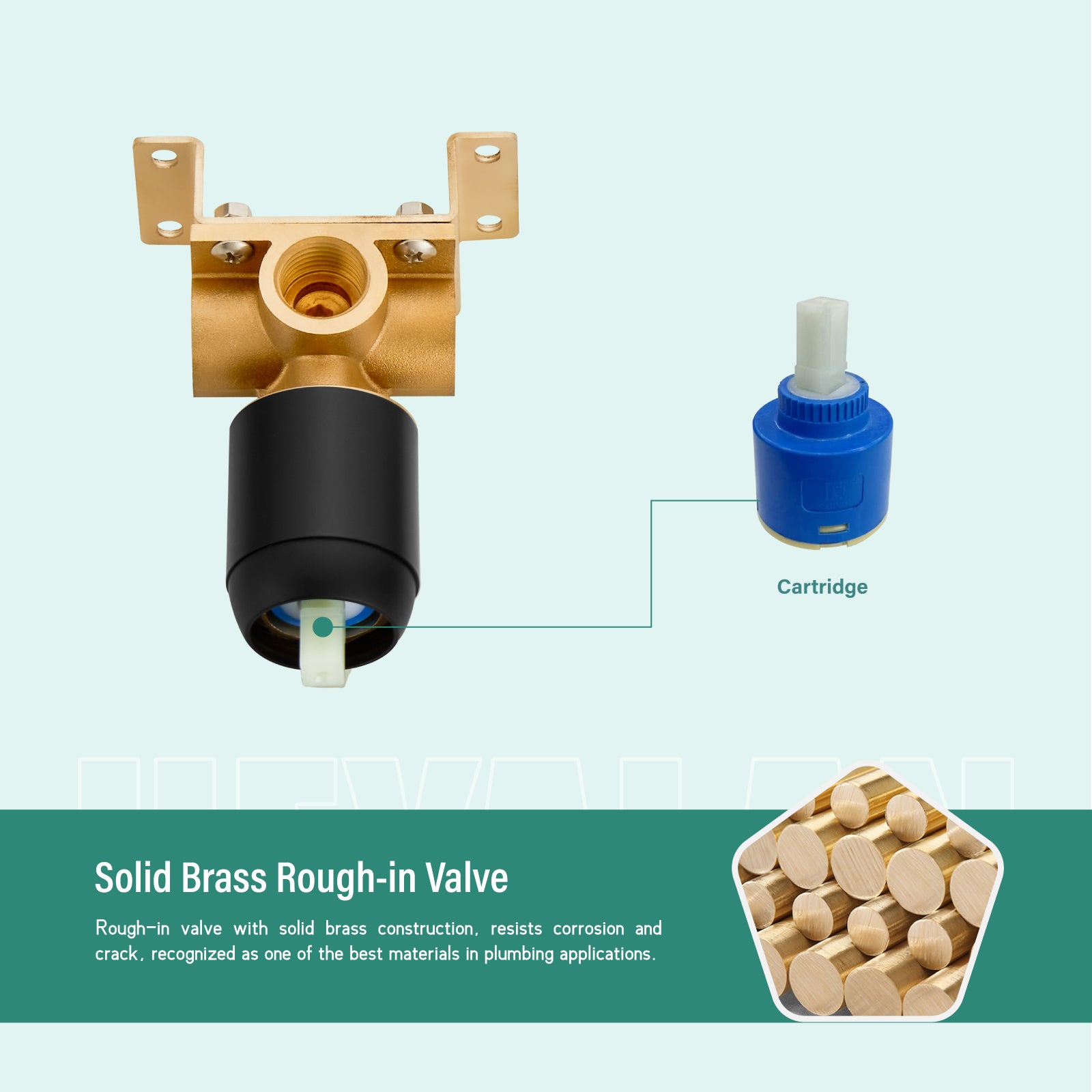 Heyalan  Square Single-Function Shower Handle Valve Shower Single Handle Valve Wall Mount Brass Faucet Shower Rough-In Valve Bathroom Trim Kit 1 Handle Tub Shower Valve Mixer Female Thread