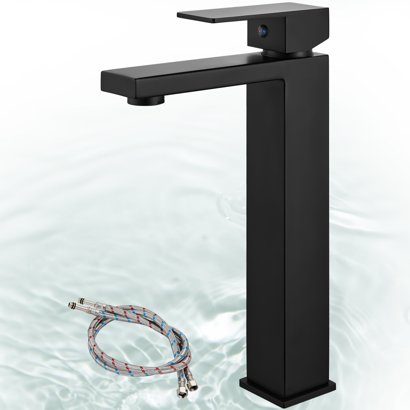 Heyalan Vessel Sink Faucet  SUS304 Stainless Steel Bathroom Sink Faucet Tall Body Vessel Bowl Tap Single Handle 1 Hole Lavatory Vanity Mixer Bar Tap Tall Spout Deck Mount