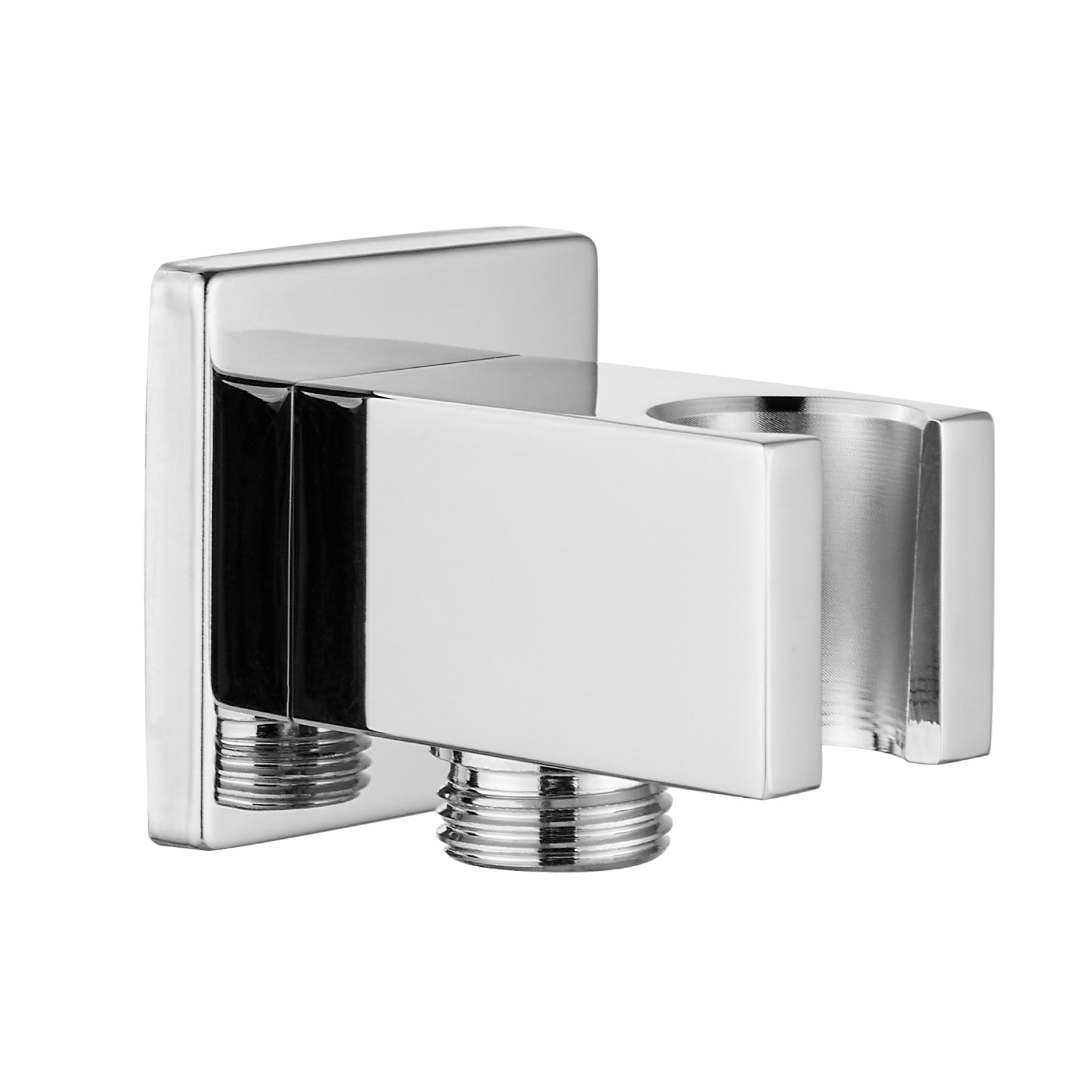 Shower Wand Bracket Supply Hose Connector Shower Hand Holder Wall Mount Handheld Arm Shower Hose Holder with a Square Cover Brass Heyalan Modern