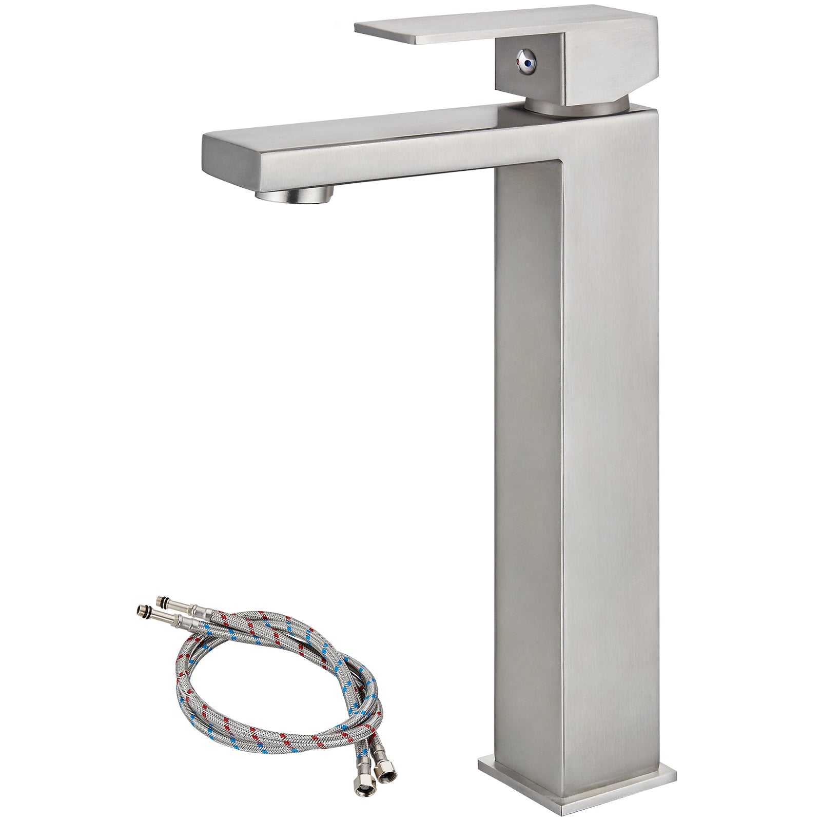 Heyalan Vessel Sink Faucet  SUS304 Stainless Steel Bathroom Sink Faucet Tall Body Vessel Bowl Tap Single Handle 1 Hole Lavatory Vanity Mixer Bar Tap Tall Spout Deck Mount