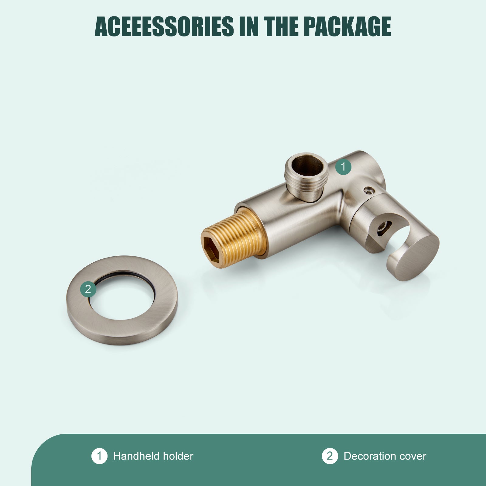 Shower Wand Holder with Round Cover Connecting Hose Shower Hand Bracket Wall Mount Shower Handheld Holder Heyalan Extension Arm Brass Contemporary Handheld Shower Holder