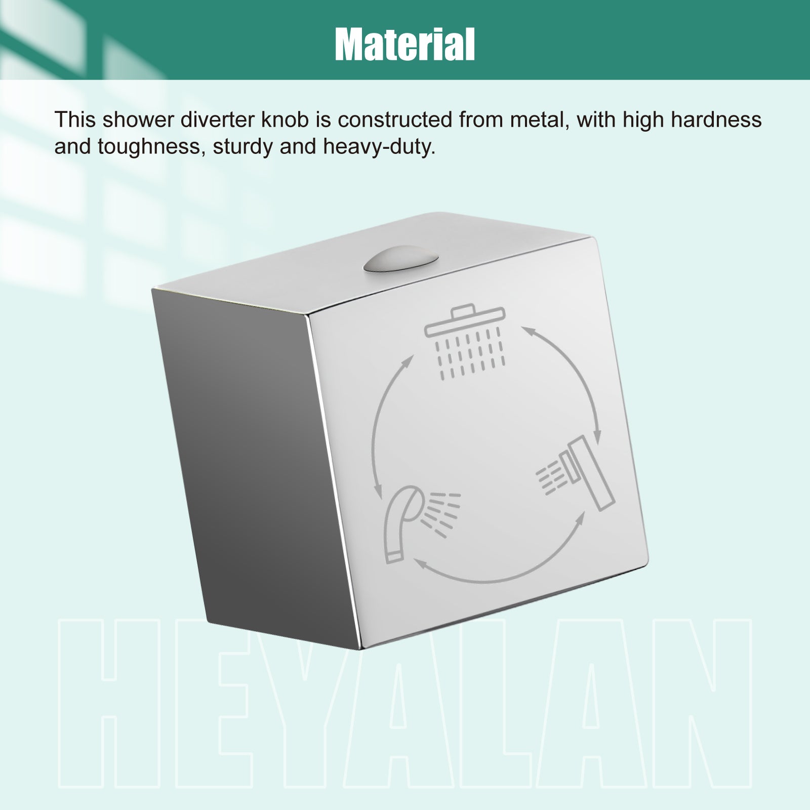 Heyalan Shower Diverter Knob 3 functions Shower Water Flow Converter Square