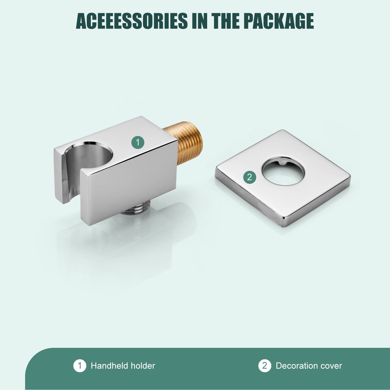 Shower Wand Bracket Supply Hose Connector Shower Hand Holder Wall Mount Handheld Arm Shower Hose Holder with a Square Cover Brass Heyalan Modern