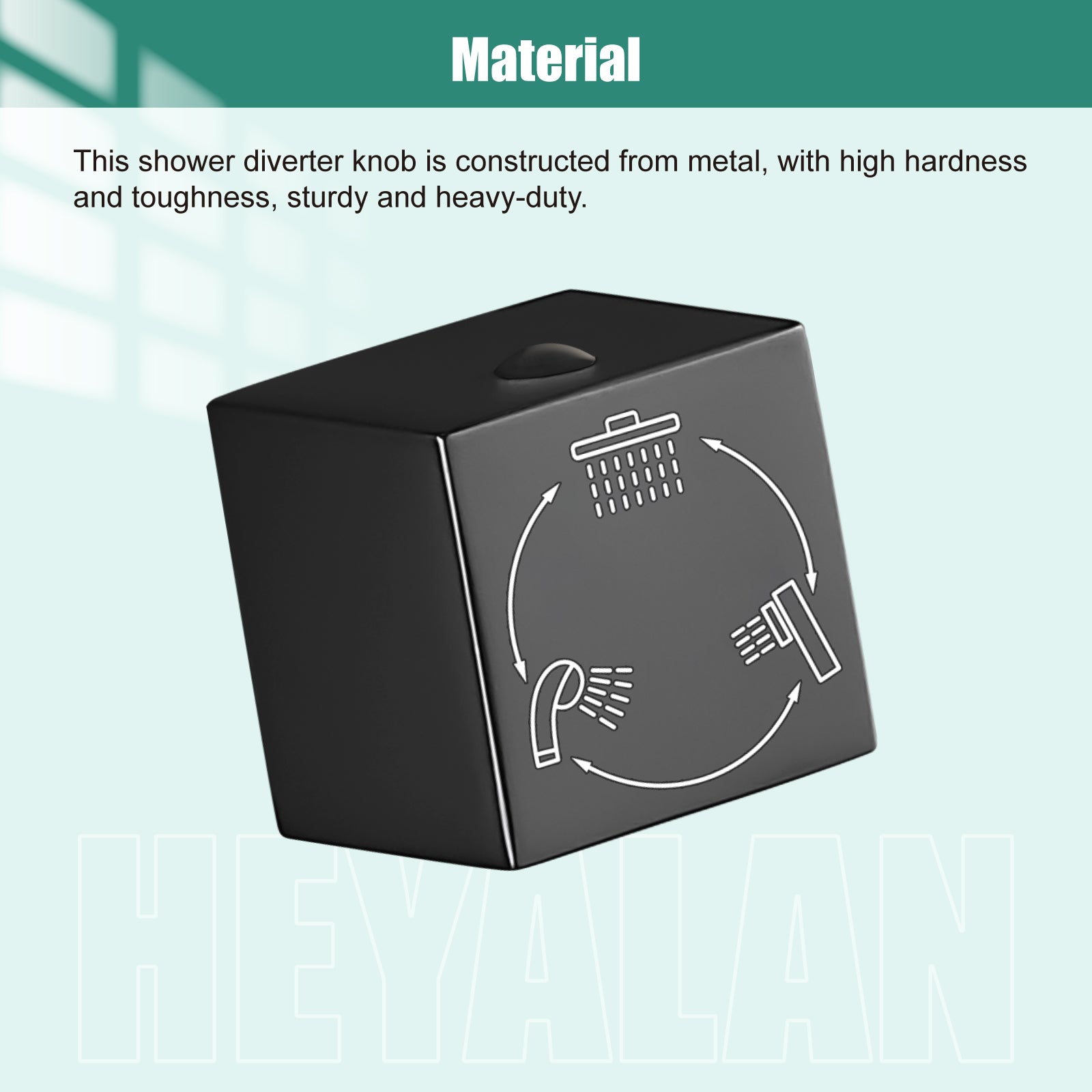 Heyalan Shower Diverter Knob 3 functions Shower Water Flow Converter Square