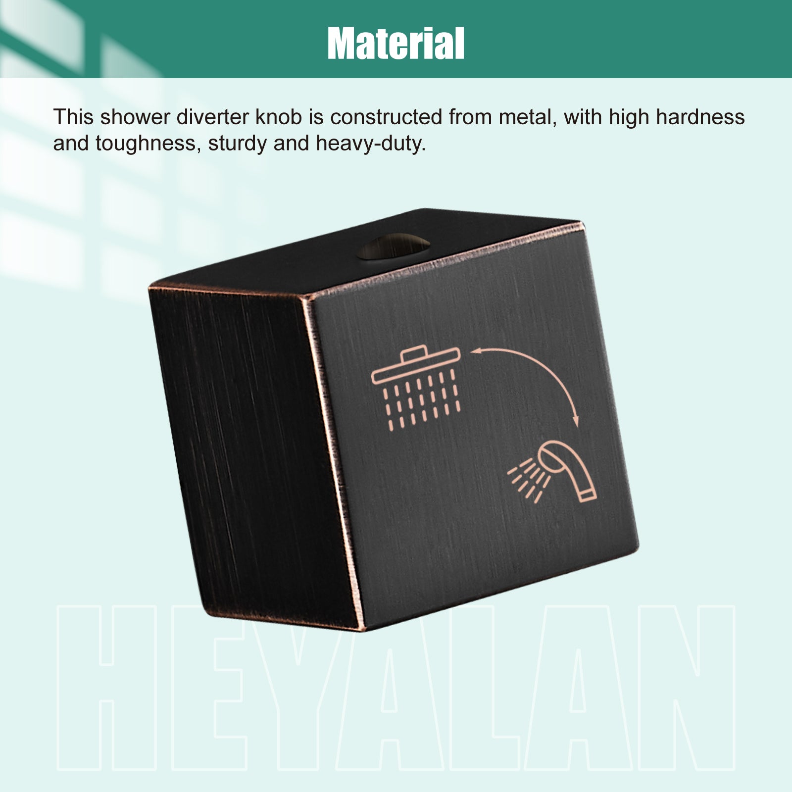 Heyalan Shower Diverter Knob 2 functions Shower Water Flow Converter Square