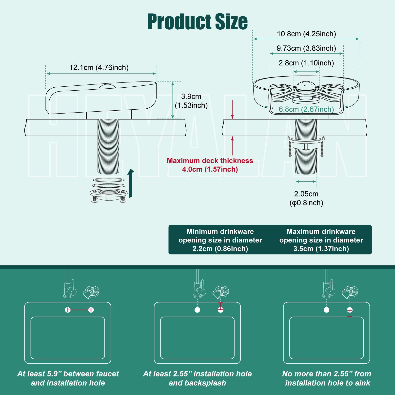 Heyalan Glass Rinser Cup Washer For Sink, Kitchen Bar Glass Washer Bottle Washer SUS304 Stainless Steel, Automatic Kitchen Sink Accessories for Wash Glass Cup Wine Cup