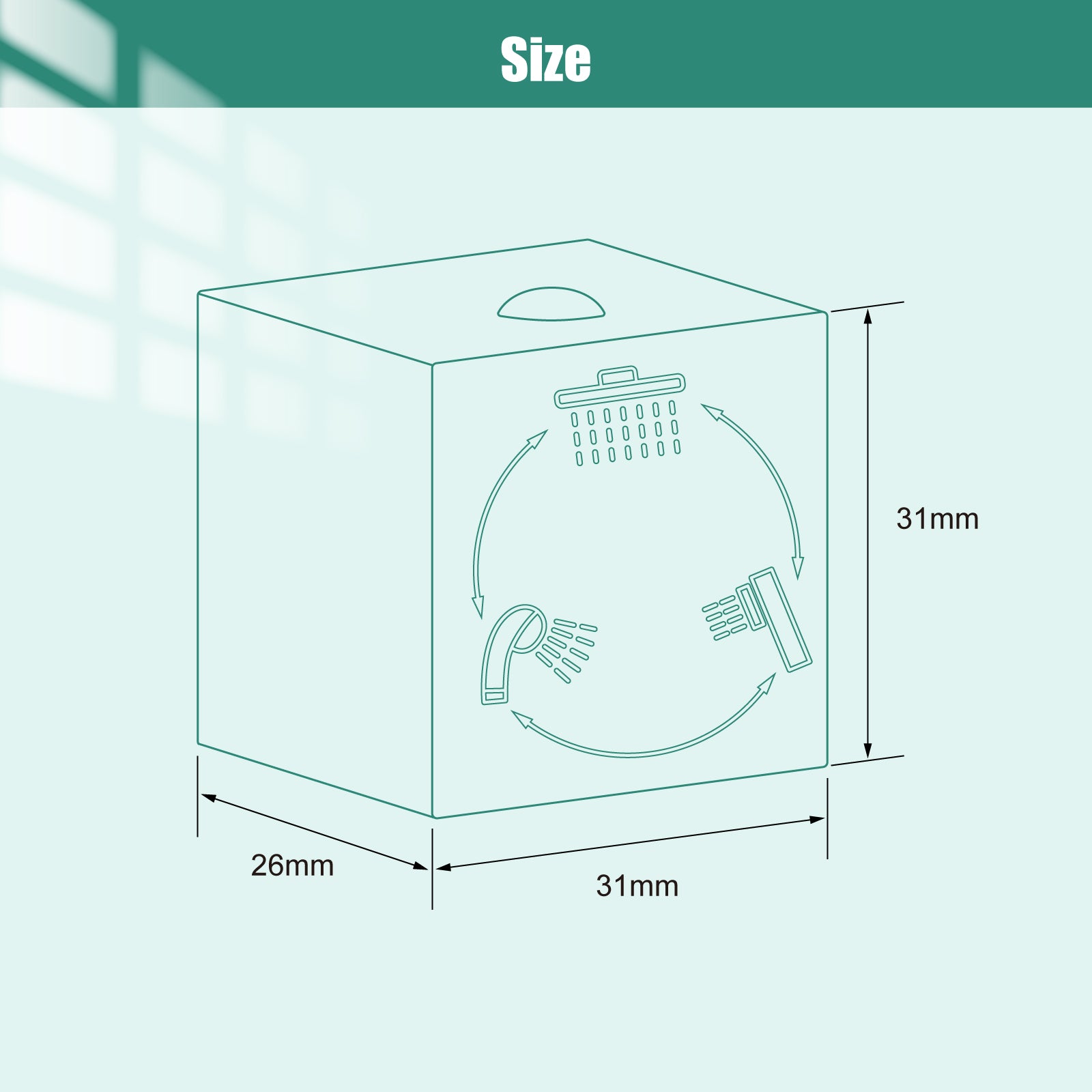 Heyalan Shower Diverter Knob 3 functions Shower Water Flow Converter Square