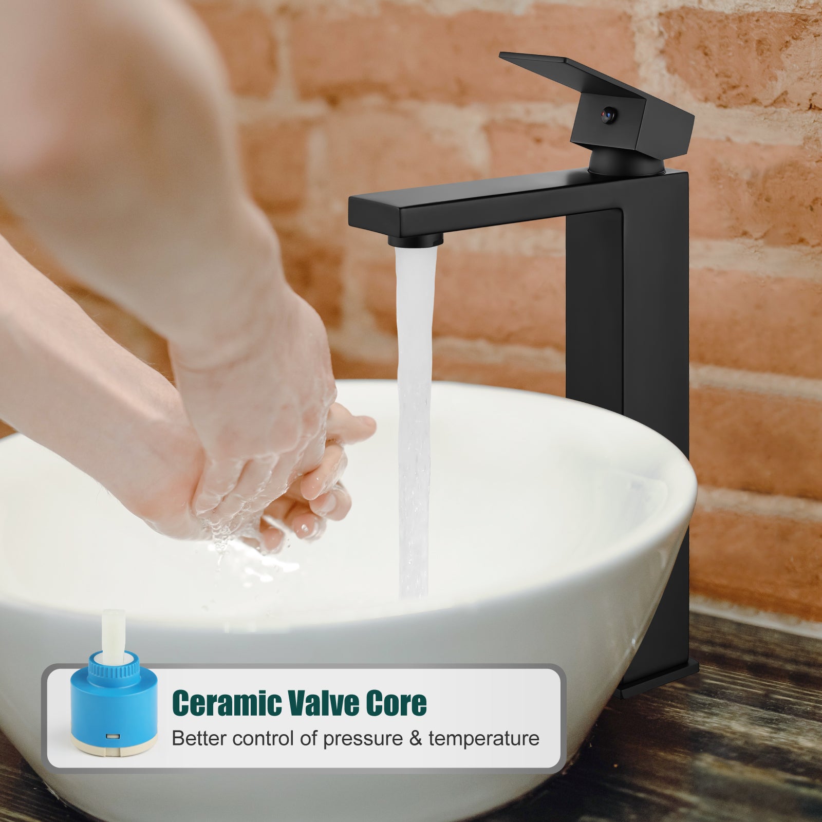 Heyalan Vessel Sink Faucet  SUS304 Stainless Steel Bathroom Sink Faucet Tall Body Vessel Bowl Tap Single Handle 1 Hole Lavatory Vanity Mixer Bar Tap Tall Spout Deck Mount