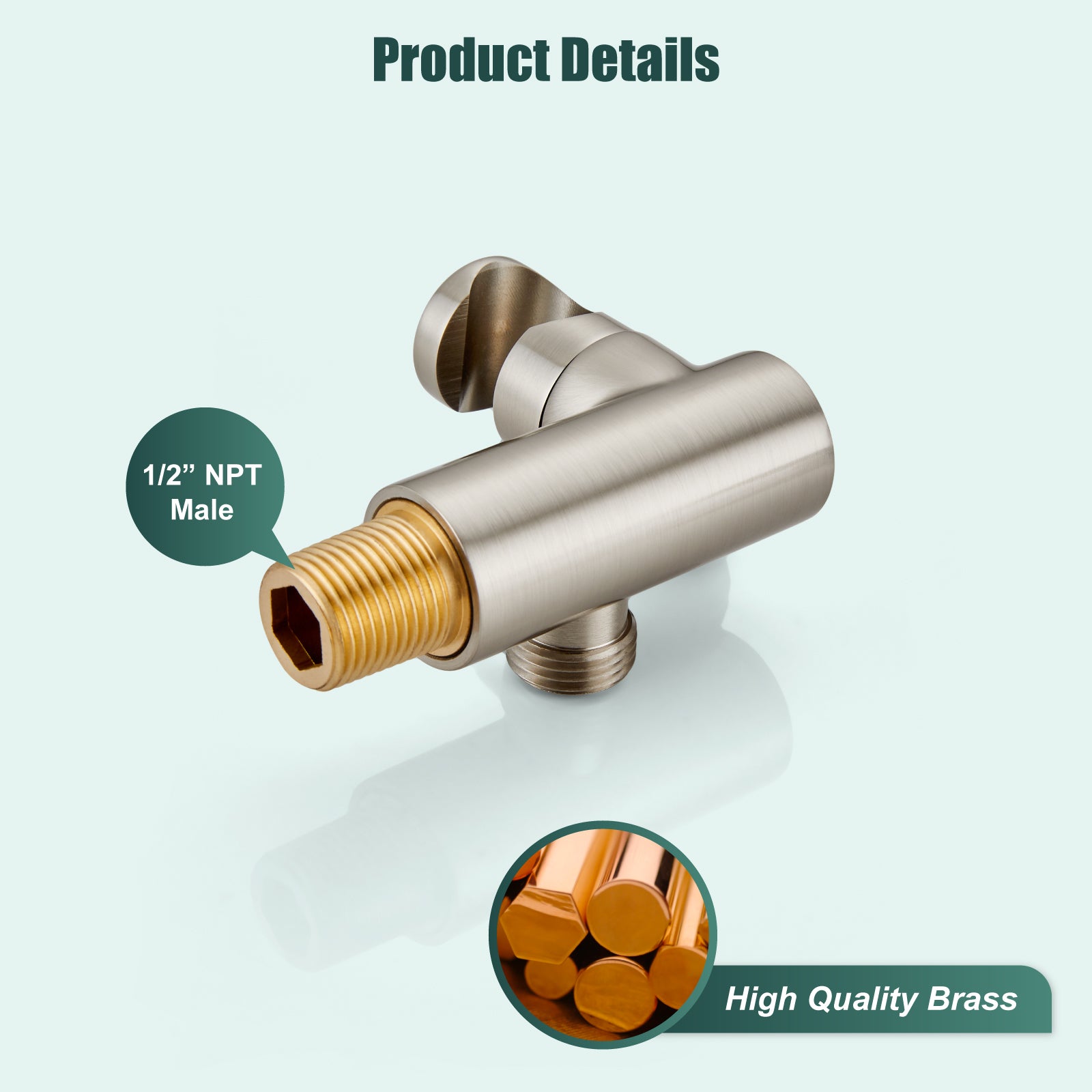 Shower Wand Holder with Round Cover Connecting Hose Shower Hand Bracket Wall Mount Shower Handheld Holder Heyalan Extension Arm Brass Contemporary Handheld Shower Holder