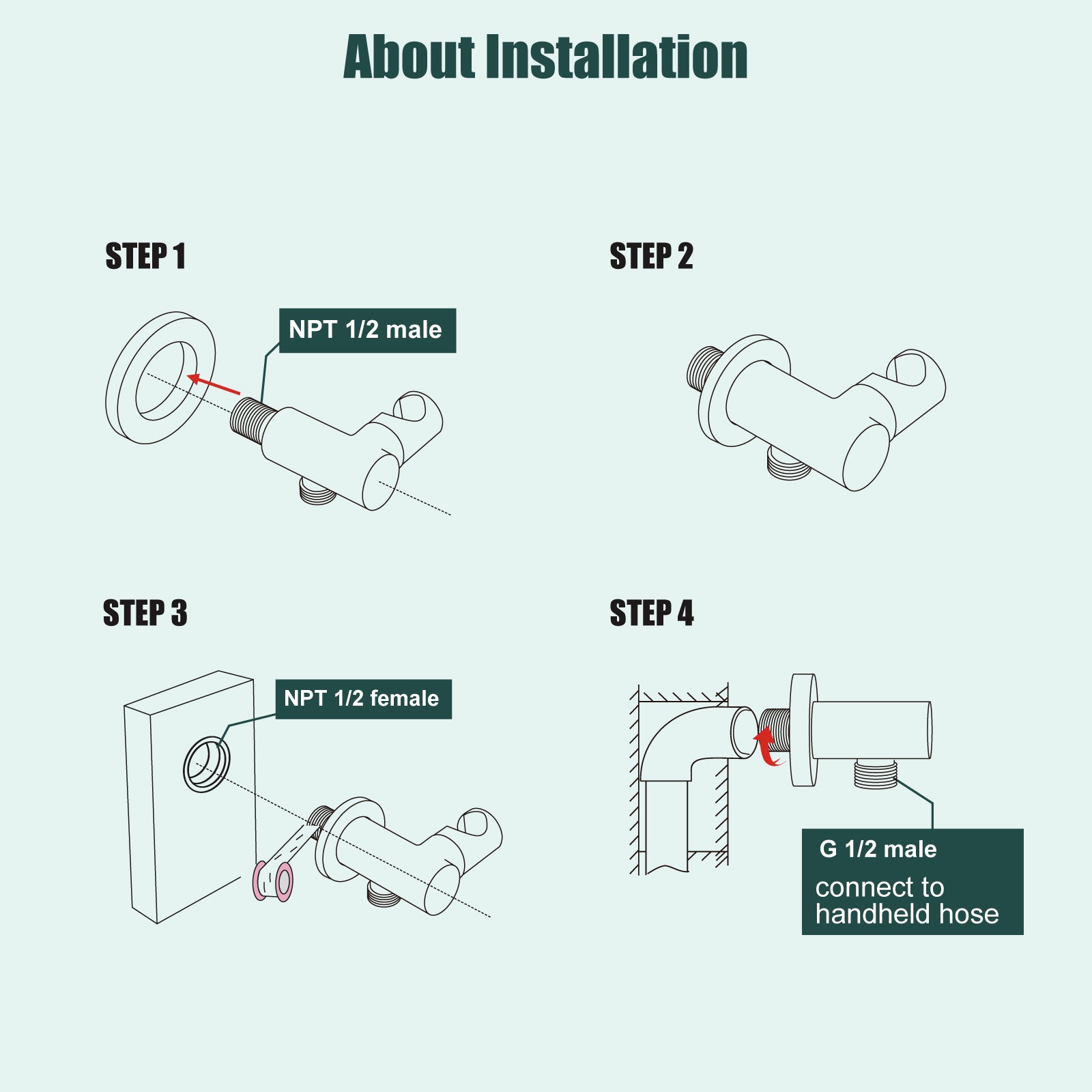 Shower Wand Holder with Round Cover Connecting Hose Shower Hand Bracket Wall Mount Shower Handheld Holder Heyalan Extension Arm Brass Contemporary Handheld Shower Holder