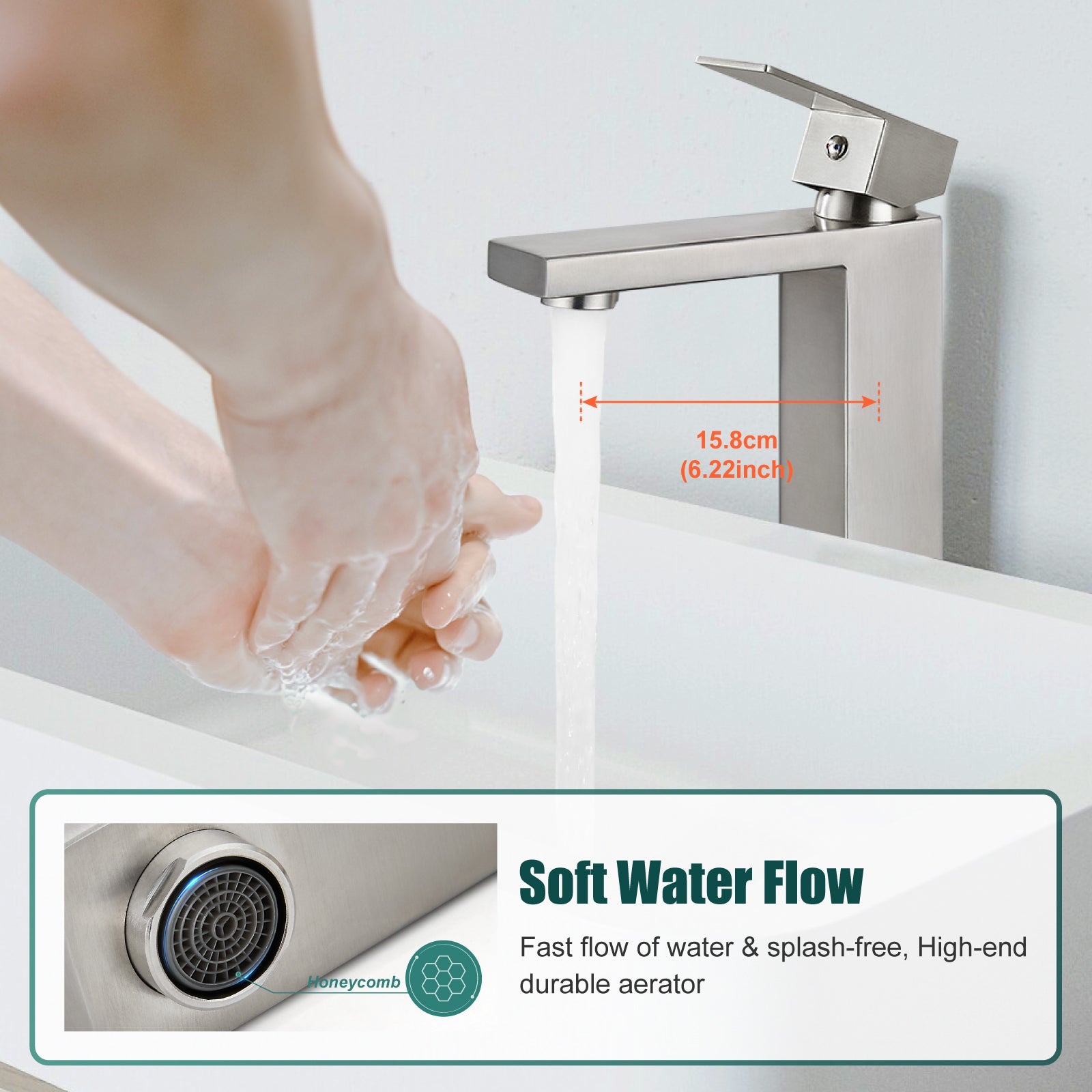 Heyalan Vessel Sink Faucet  SUS304 Stainless Steel Bathroom Sink Faucet Tall Body Vessel Bowl Tap Single Handle 1 Hole Lavatory Vanity Mixer Bar Tap Tall Spout Deck Mount