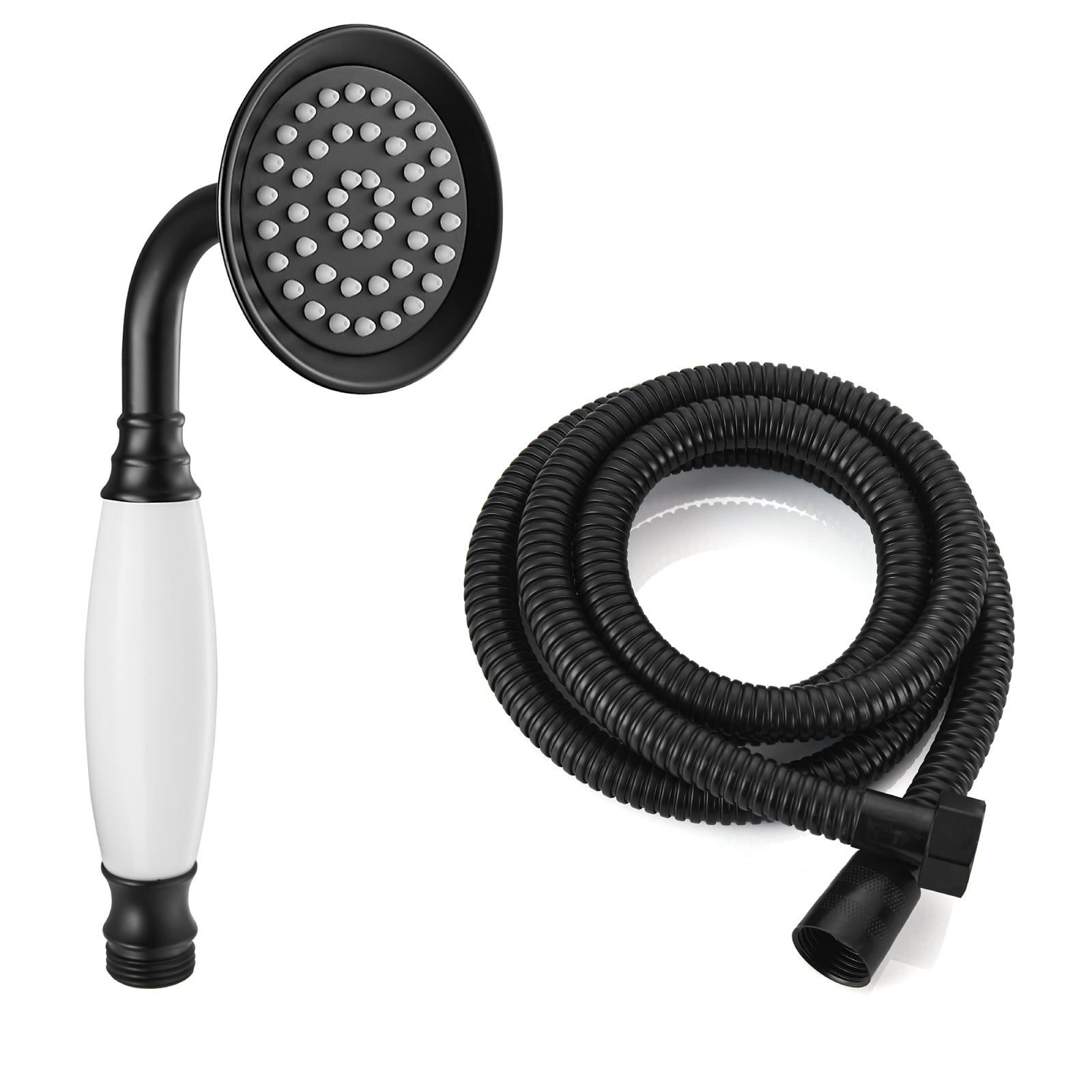 Heyalan Handheld Shower Head Spray Wand Ceramic Handle Hand Held High Pressure Telephone Shape Antique Brass Shower Head Water Sprayer Bathroom Shower 1 Mode Shower Hose Include