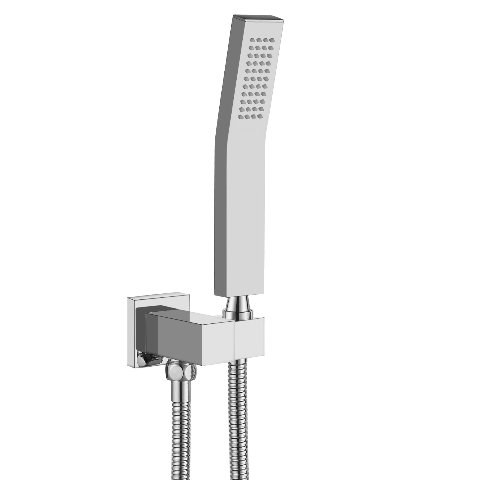 Heyalan Shower Wand SUS304 Stainless Steel Handheld Single Function Handheld Shower High Pressure Luxury Hand Shower Set High Flow Rectangle Curved Hand Shower Spray with Holder