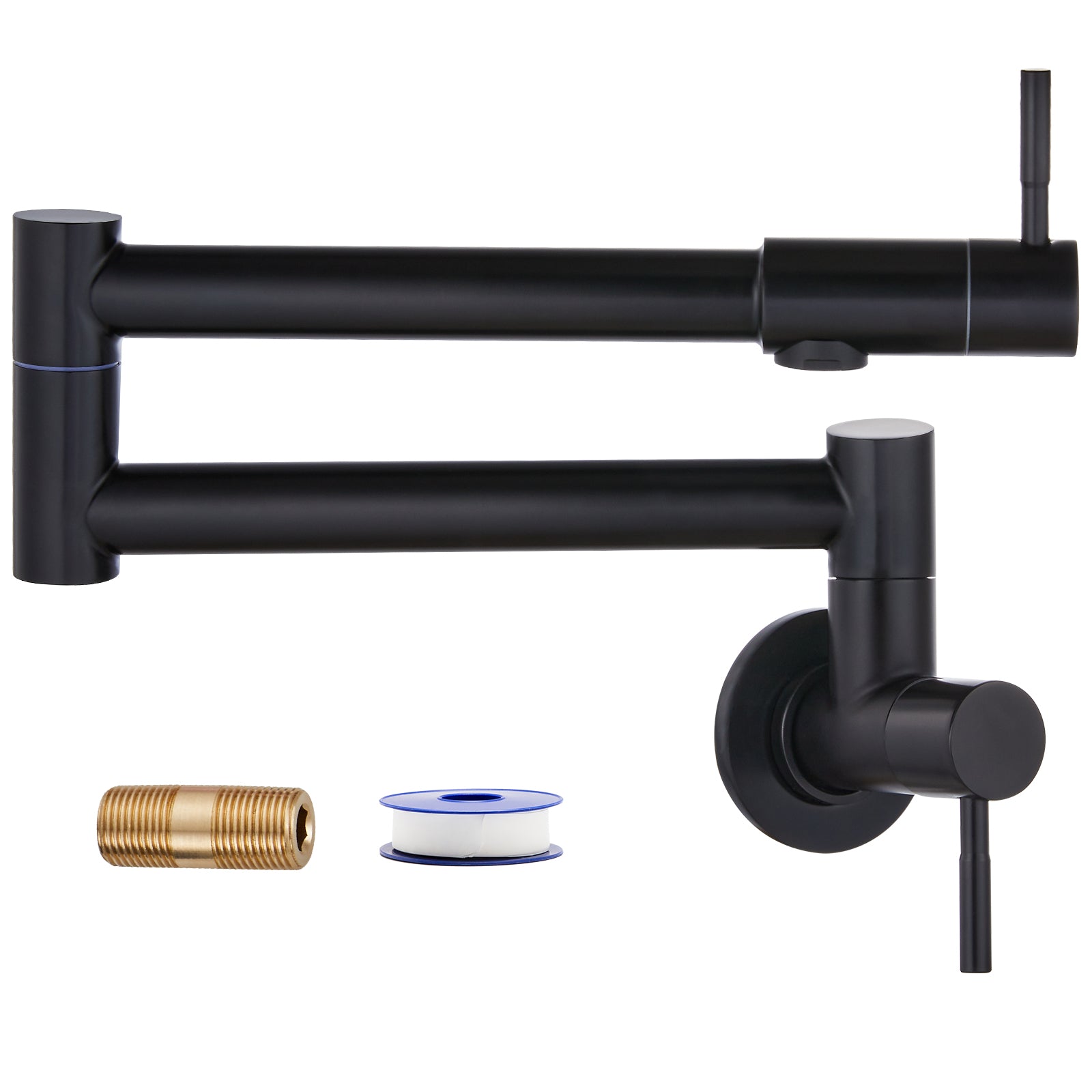 Heyalan Pot Filler Faucet Wall Mounted Folding Stretchable Kitchen Faucet 1 Hole with Double Joint Swing Arms 2 Handles NPT Stainless Steel Separated Thread