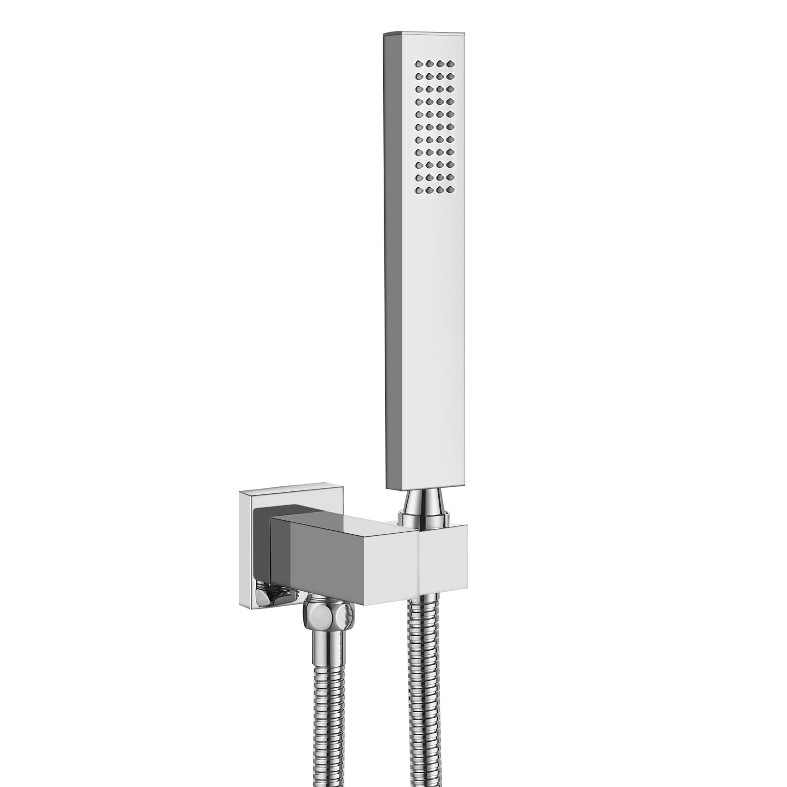 Heyalan Shower Wand SUS304 Stainless Steel Handheld Single Function Handheld Shower High Pressure Luxury Hand Shower Set High Flow Rectangle Straight Hand Shower Spray with Holder