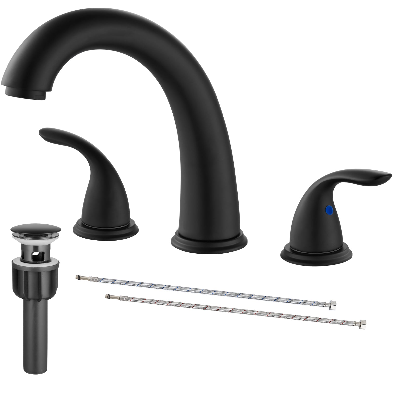 Heyalan Widespread 2 Handles 3 Holes Bathroom Vessel Sink Faucet with Pop Up Drain 8 Inch Centerset Deck Mounted Basin Bowl Mixer Tap