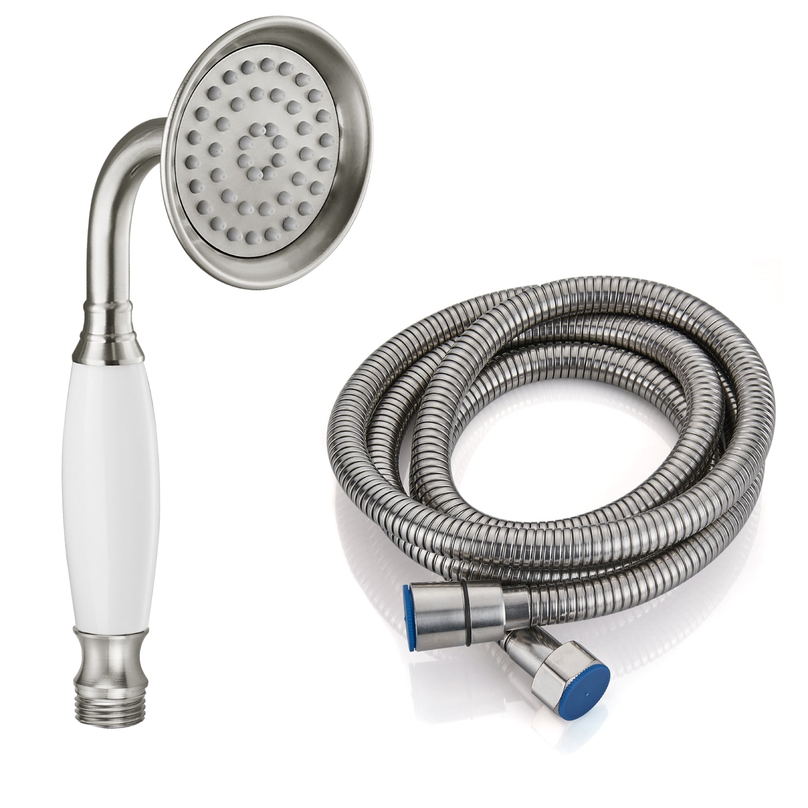 Heyalan Handheld Shower Head Spray Wand Ceramic Handle Hand Held High Pressure Telephone Shape Antique Brass Shower Head Water Sprayer Bathroom Shower 1 Mode Shower Hose Include