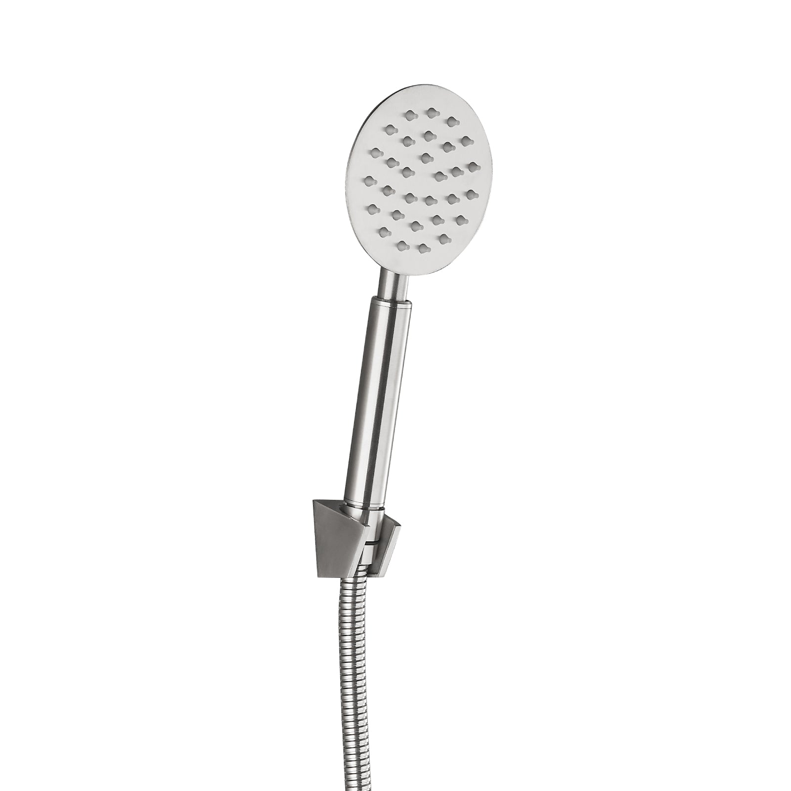 Heyalan Shower Wand Handheld Showerhead Wand Spray High Pressure Flow 1 Mode Hand Held Round SUS304 Sprayer Bathroom High Powerful Single Function Shower Head Bracket&Water Hose Include