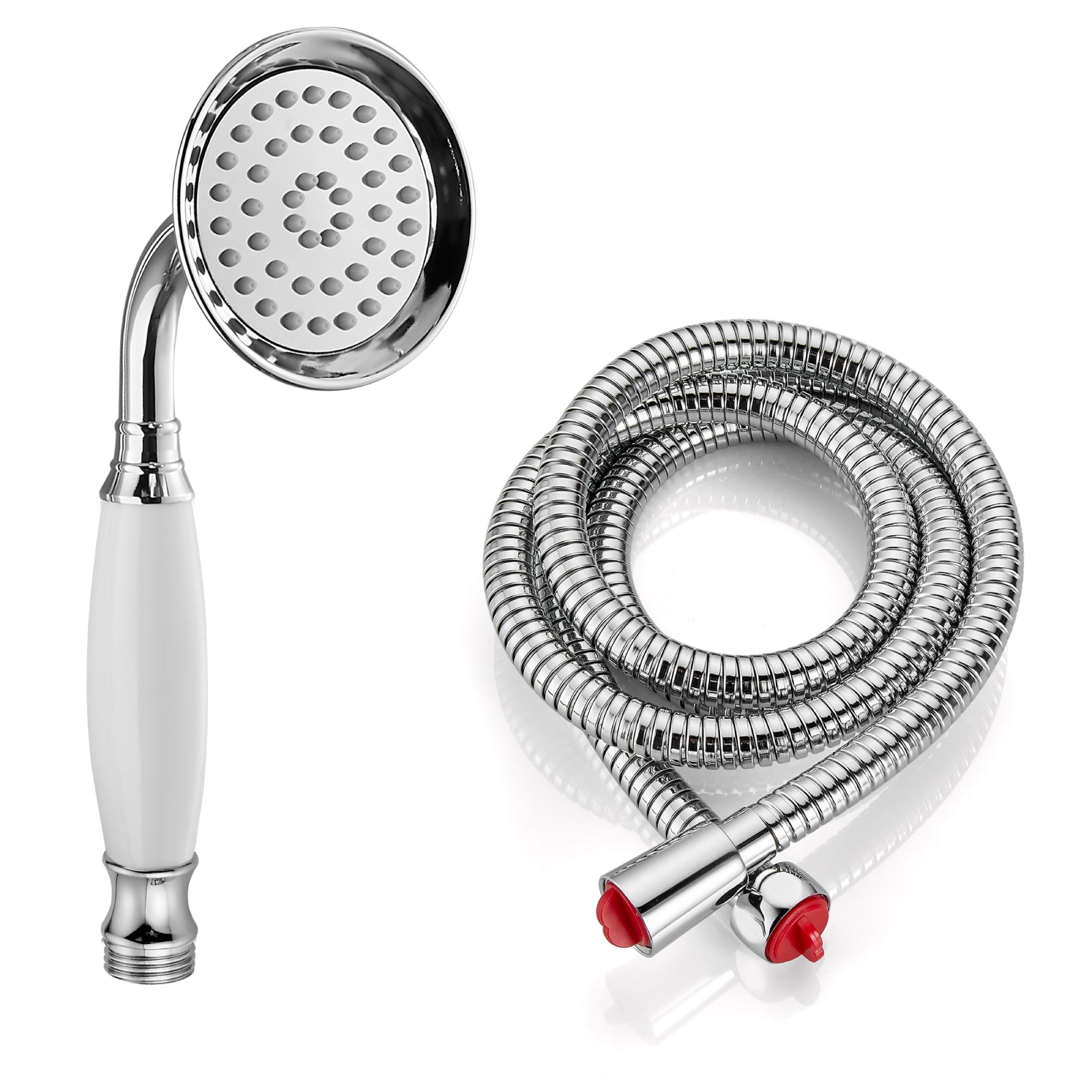 Heyalan Handheld Shower Head Spray Wand Ceramic Handle Hand Held High Pressure Telephone Shape Antique Brass Shower Head Water Sprayer Bathroom Shower 1 Mode Shower Hose Include