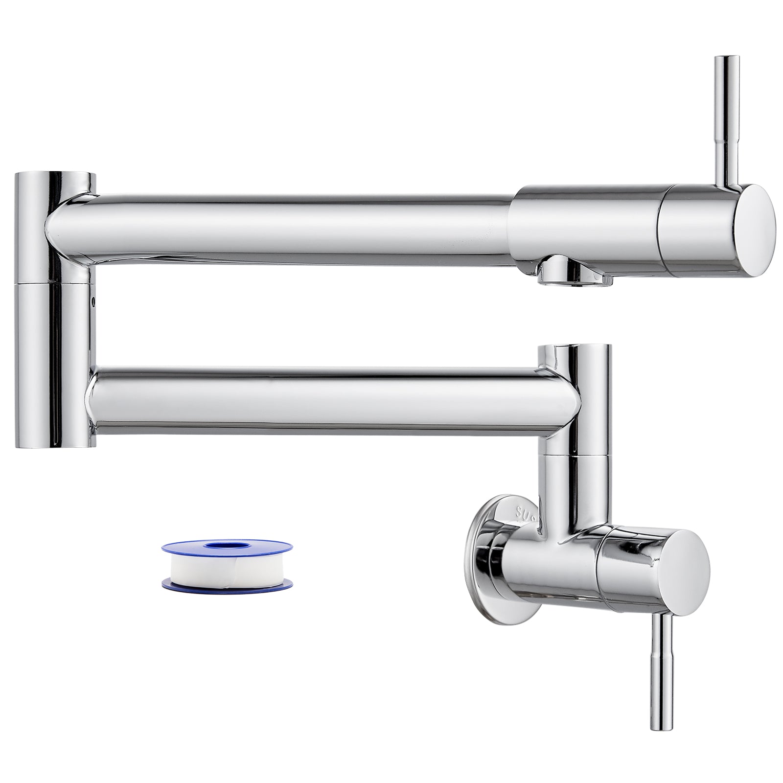 Heyalan Pot Filler 19 Inch Wall Mount Folding Stretchable Kitchen Restaurant Sink Faucet Stainless Steel Potfiller with Double Joint Swing Arm Single Hole Two Handles Commercial NPT