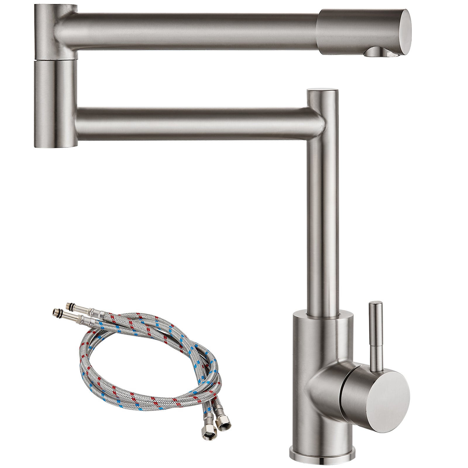 Heyalan  Pot Filler Faucet Deck Mounted Single Handle Double Joints Free Rotating Modern Deck Mounted Countertop Retractable Commercial Kitchen Sink Faucet Stainless Steel