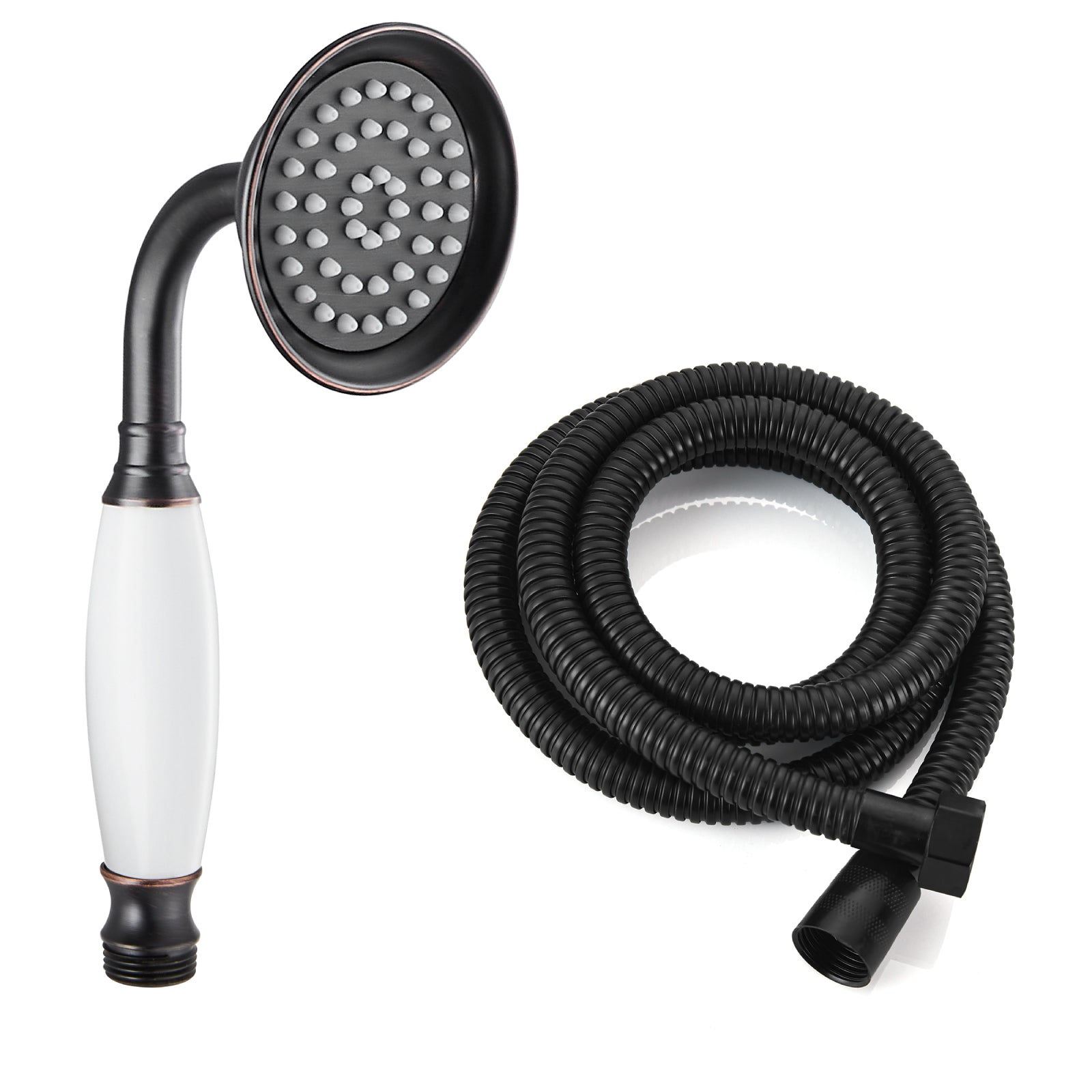 Heyalan Handheld Shower Head Spray Wand Ceramic Handle Hand Held High Pressure Telephone Shape Antique Brass Shower Head Water Sprayer Bathroom Shower 1 Mode Shower Hose Include
