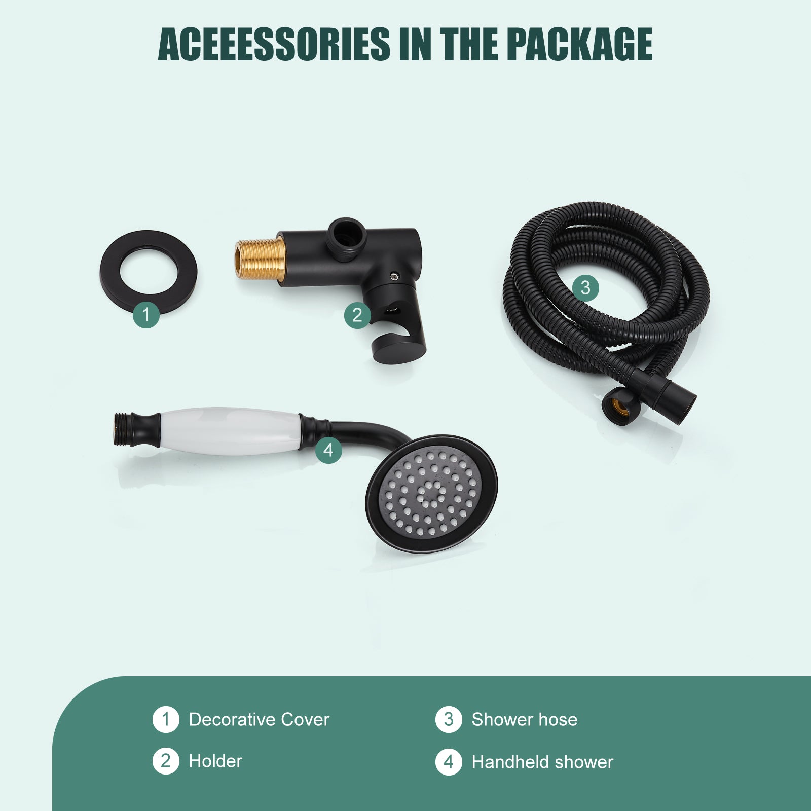 Heyalan Handheld Shower Head Spray with Holder Wand Ceramic Handle Hand Held Telephone Shape Antique Brass Shower Head Sprayer with Bracket Bathroom Shower 1 Mode with Water Hose
