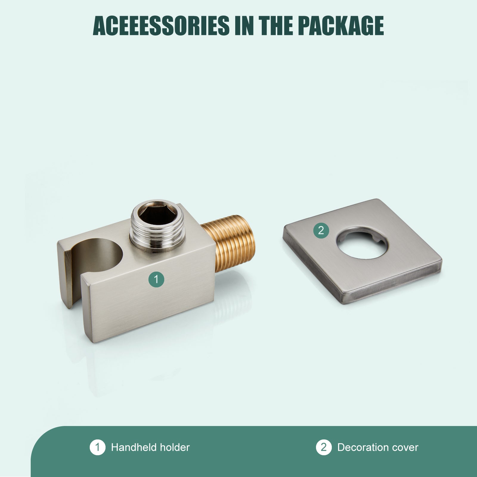 Heyalan Shower Wand Bracket Supply Hose Connector Shower Hand Holder Wall Mount Handheld Arm Shower Hose Holder with a Square Cover Brass Heyalan Modern