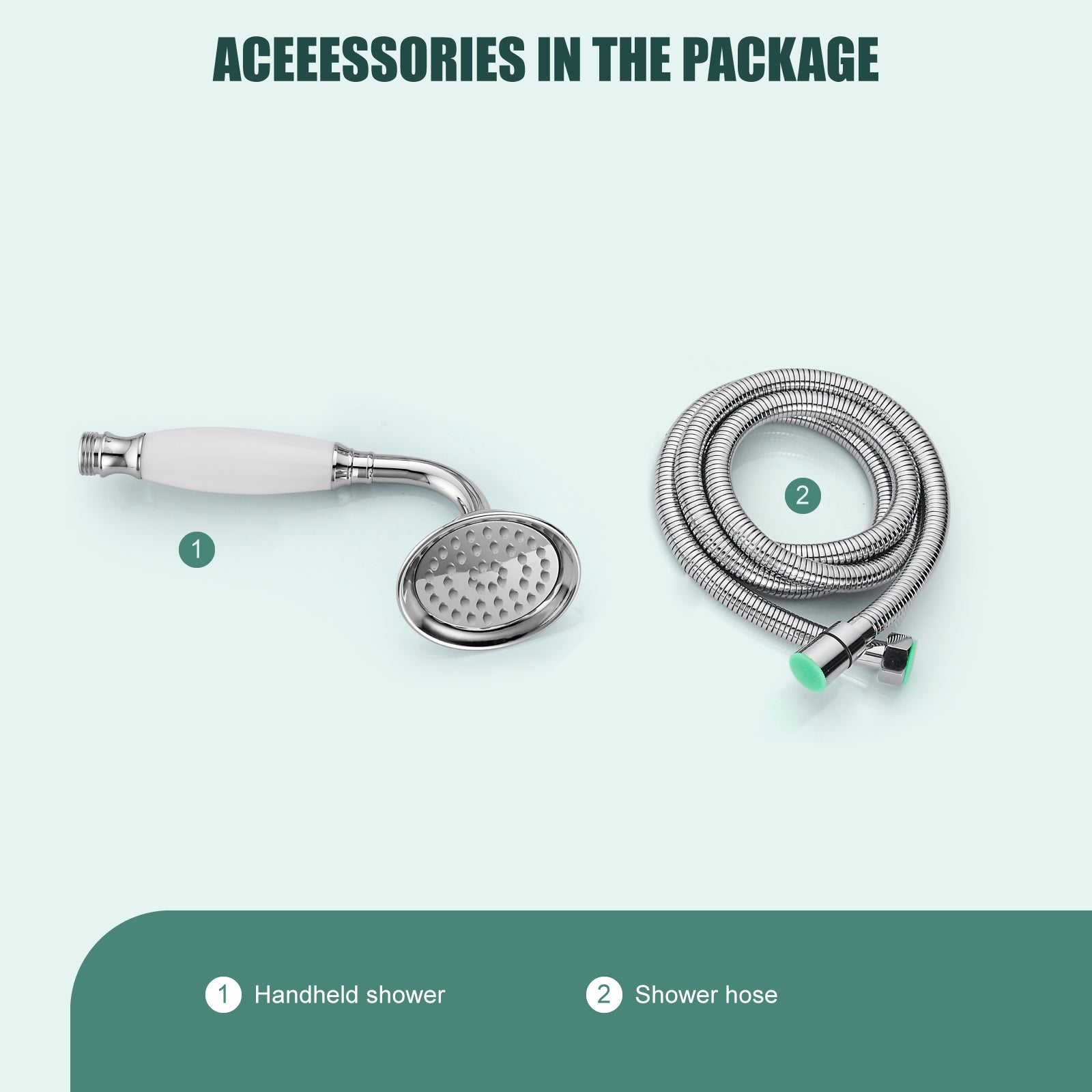 Heyalan Handheld Shower Head Spray Wand Ceramic Handle Hand Held High Pressure Telephone Shape Antique Brass Shower Head Water Sprayer Bathroom Shower 1 Mode Shower Hose Include